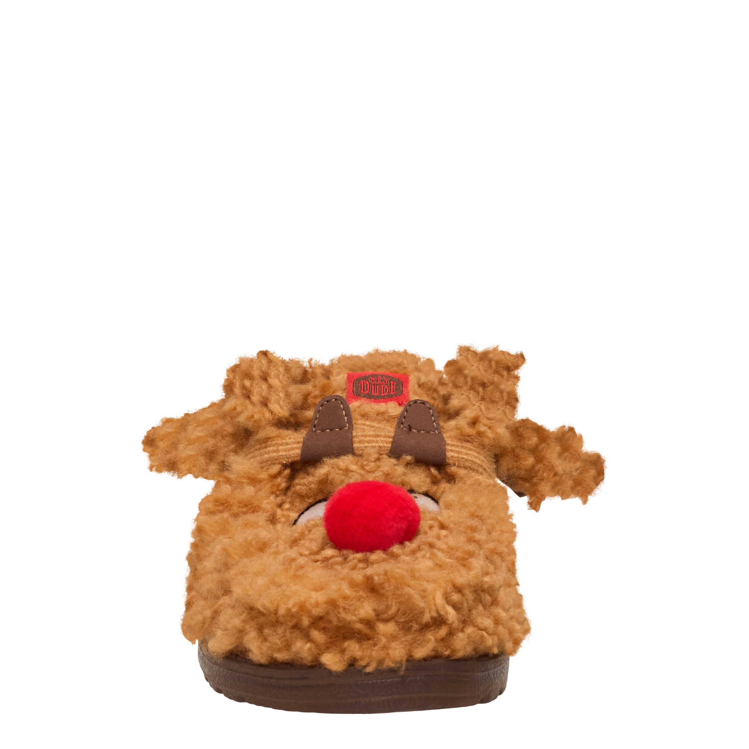 HEYDUDE-WOMENS WENDY COZY REINDEER SLIPPER-TAN & RED
