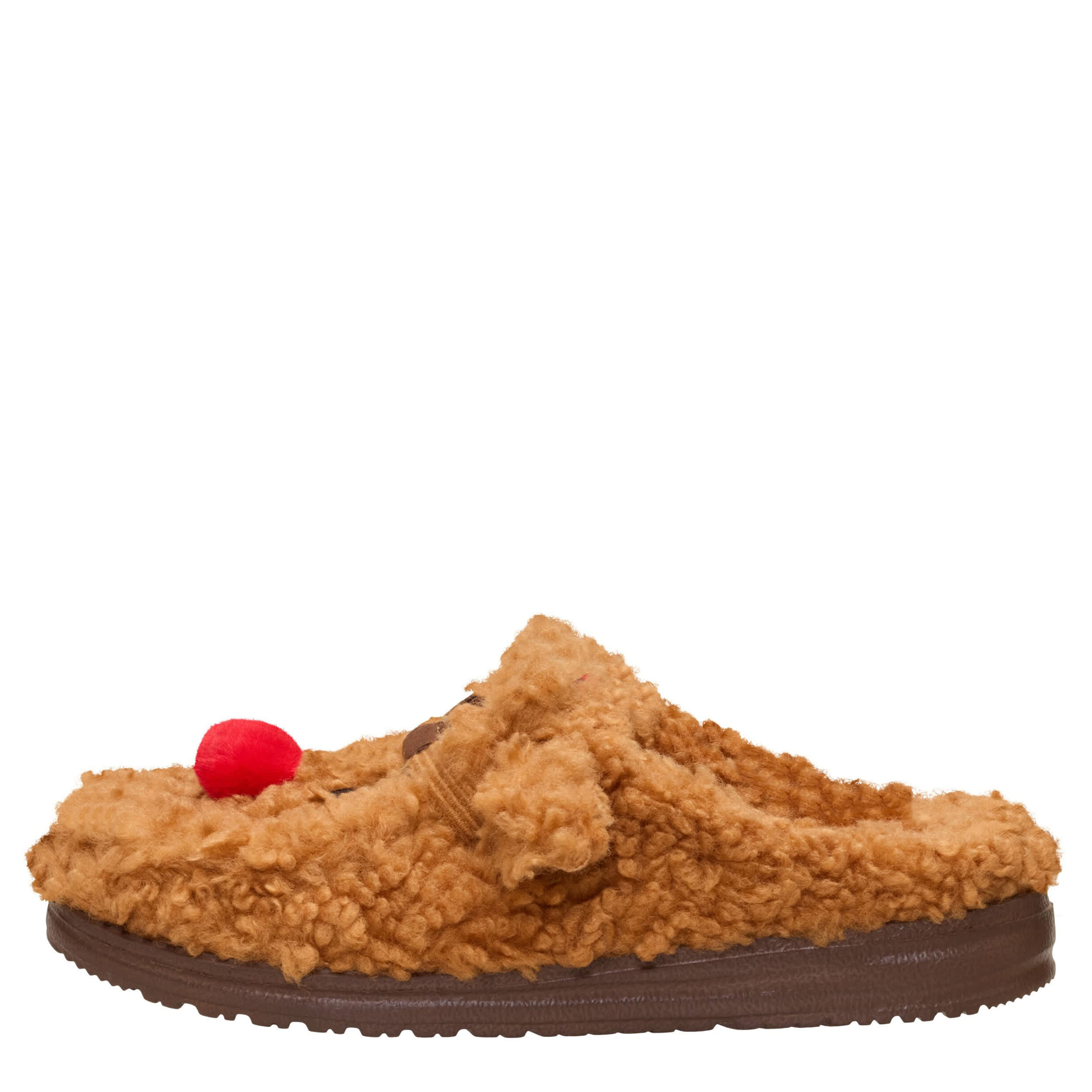 HEYDUDE-WOMENS WENDY COZY REINDEER SLIPPER-TAN & RED