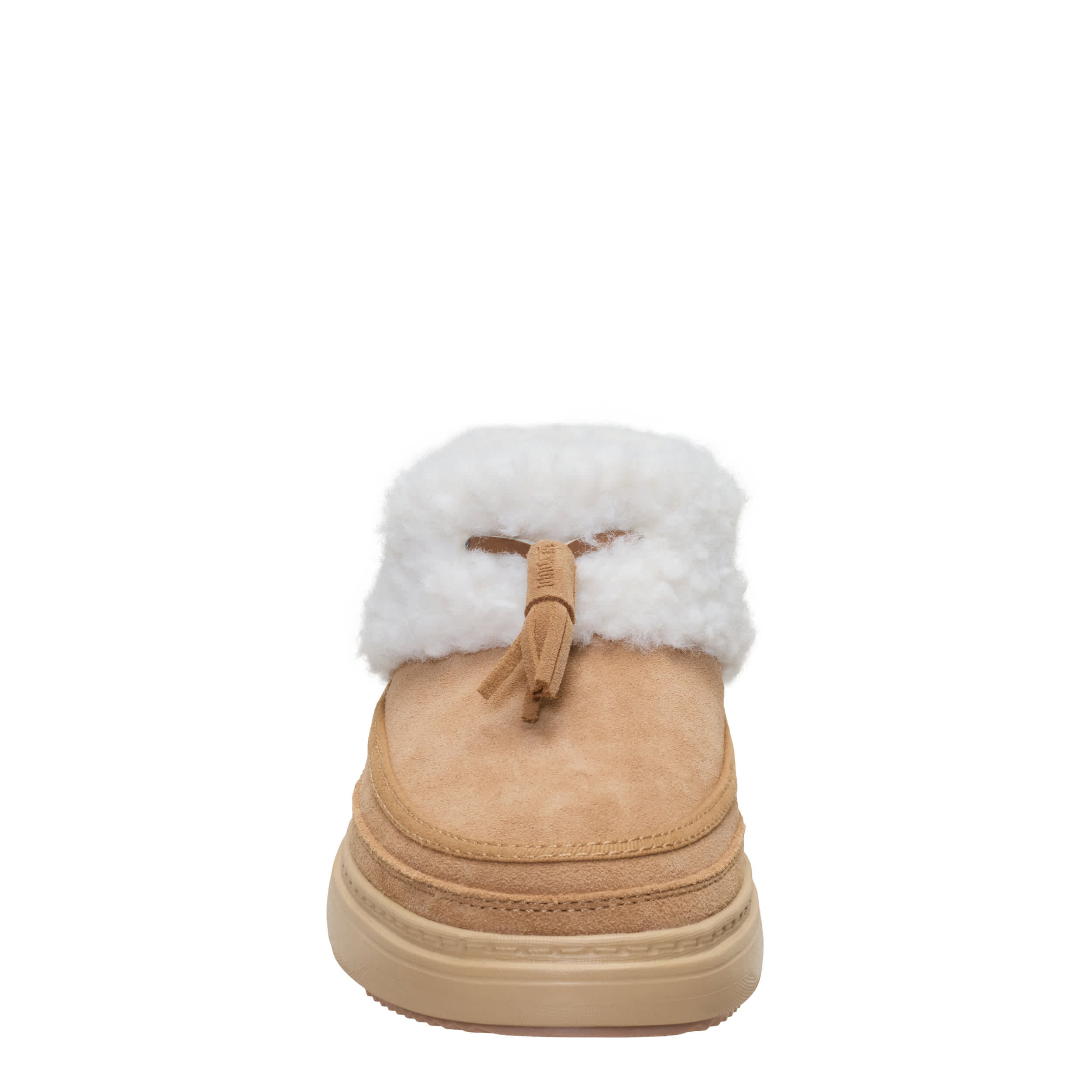HEYDUDE-WOMENS "REMI TOASTEE LO TASSEL SLIPPER-TAN & OFF WHITE