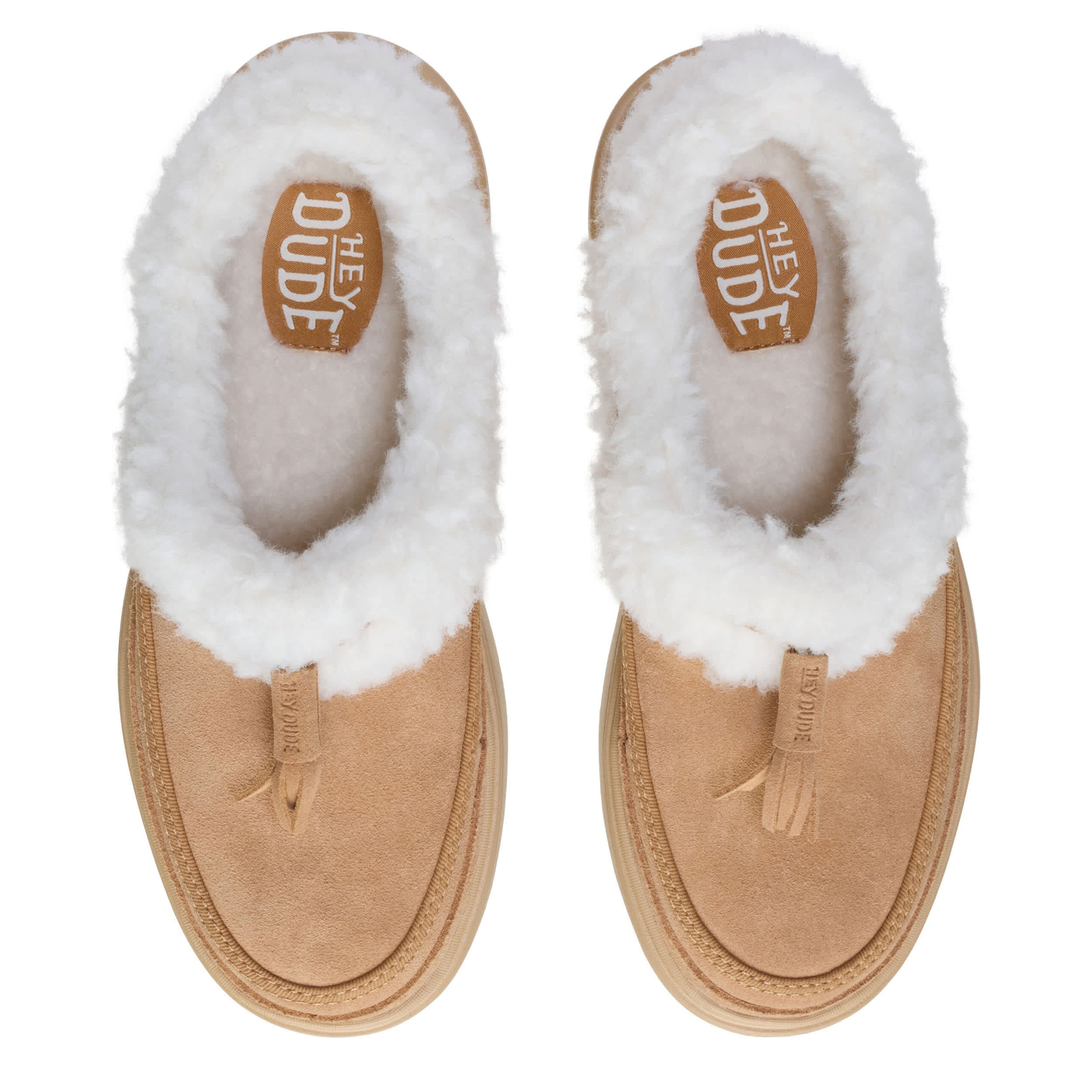 HEYDUDE-WOMENS "REMI TOASTEE LO TASSEL SLIPPER-TAN & OFF WHITE