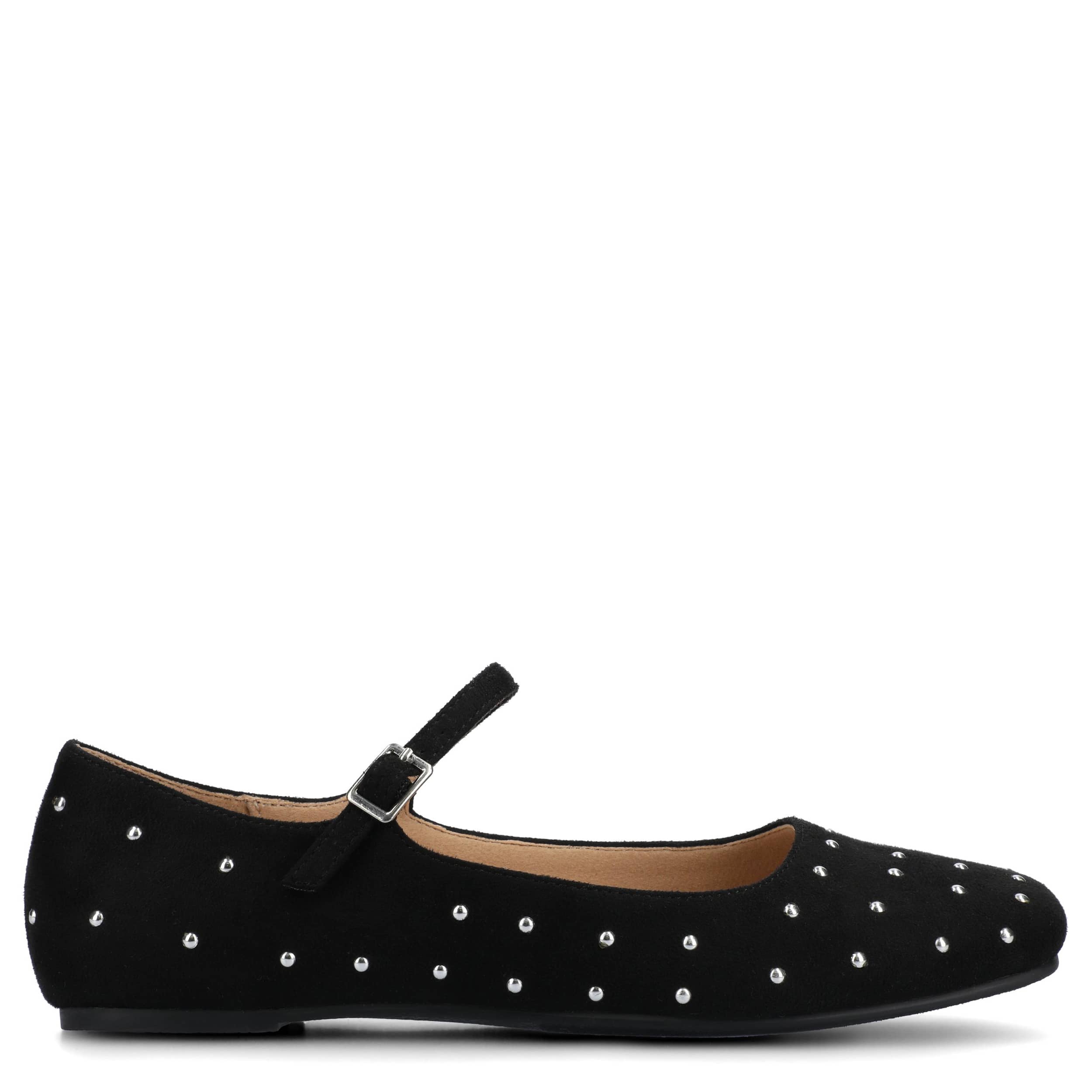 JOURNEE COLLECTION-WOMENS CARRIE FLAT-BLACK & MED METALLIC