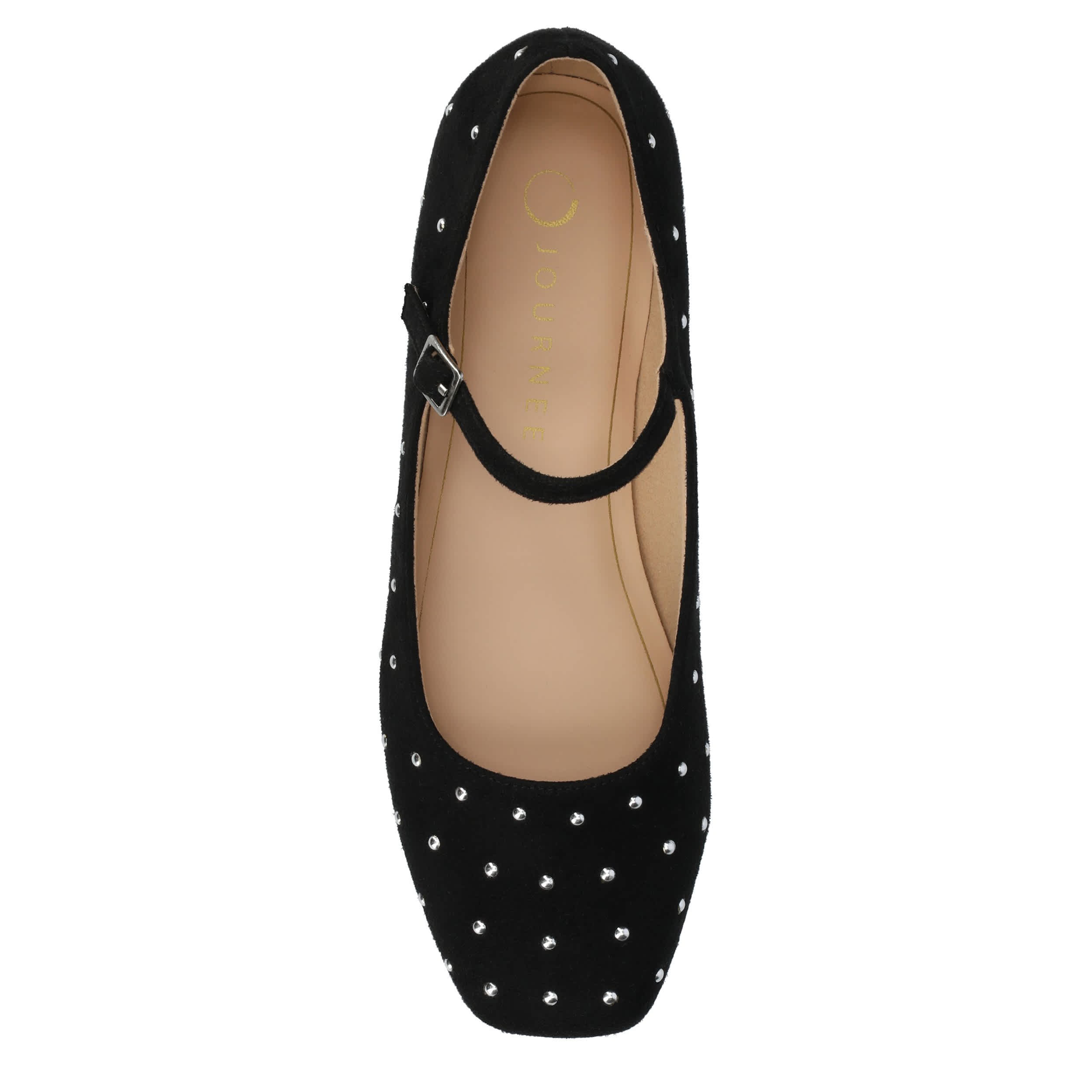 JOURNEE COLLECTION-WOMENS CARRIE FLAT-BLACK & MED METALLIC