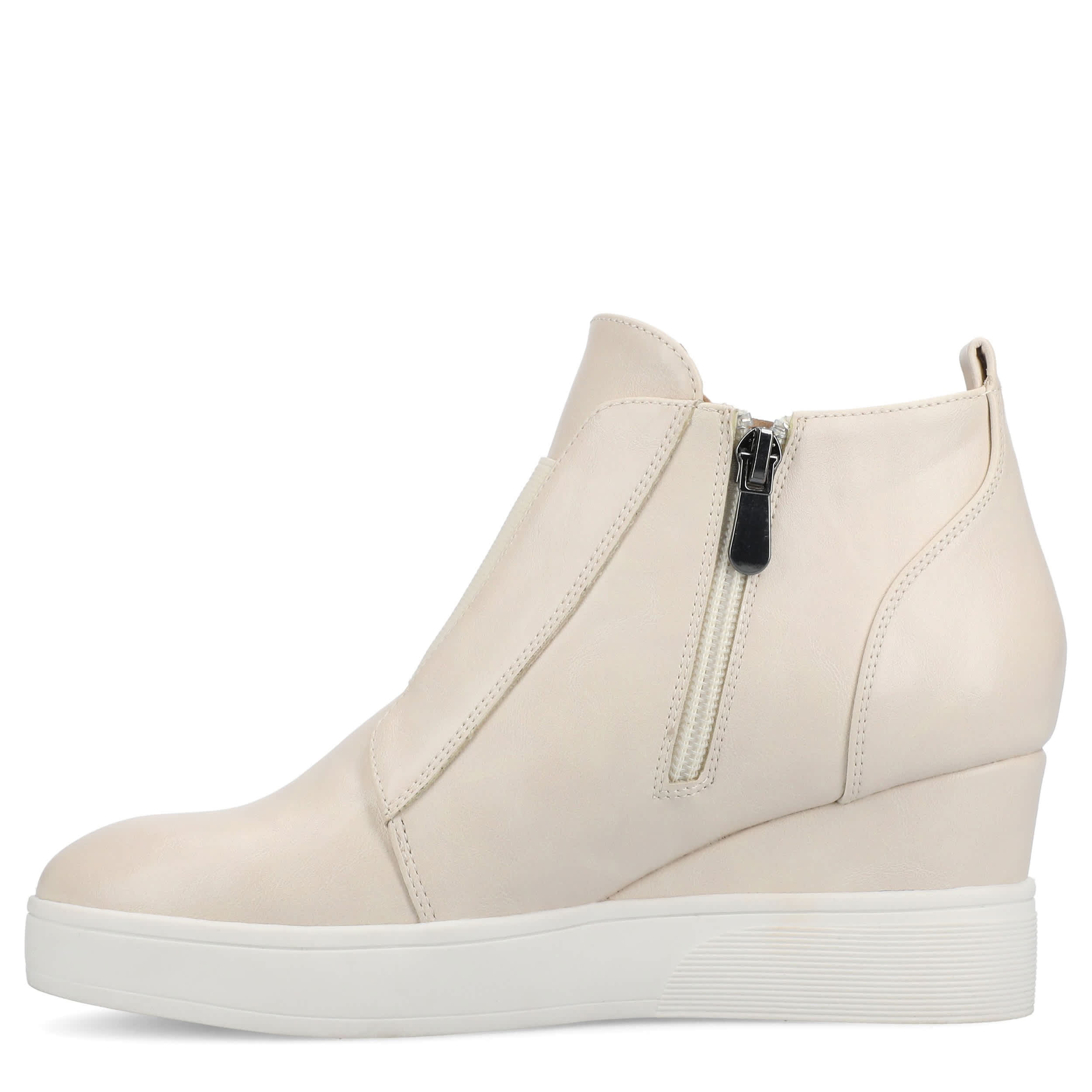 JOURNEE COLLECTION-WOMENS CLARA WEDGE SNEAKER-BEIGE & 