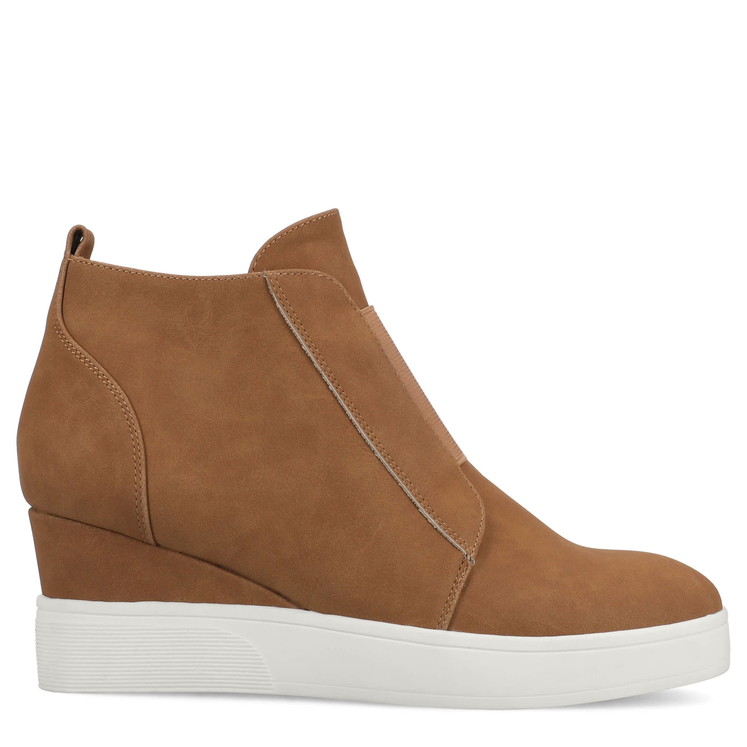 JOURNEE COLLECTION-WOMENS CLARA WEDGE SNEAKER-TAN & 