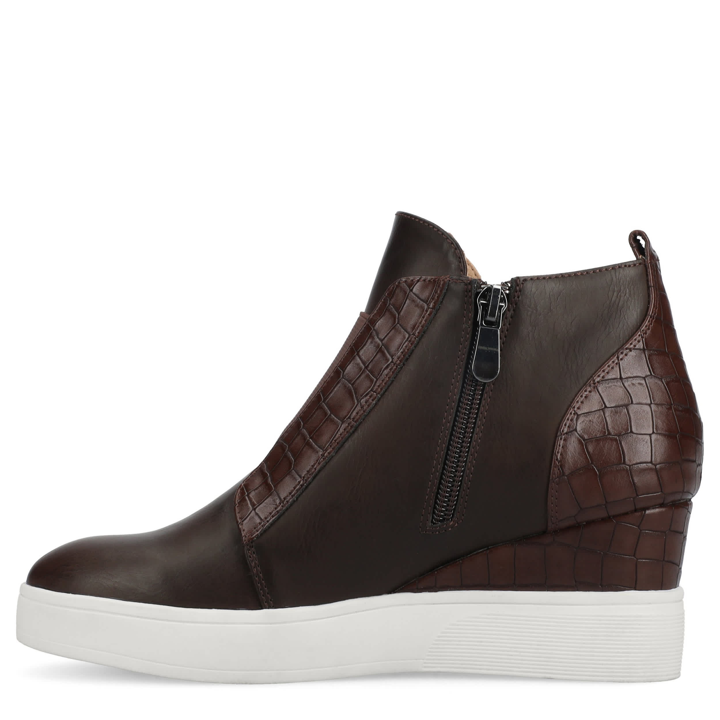 JOURNEE COLLECTION-WOMENS CLARA WEDGE SNEAKER-CHOCOLATE & 