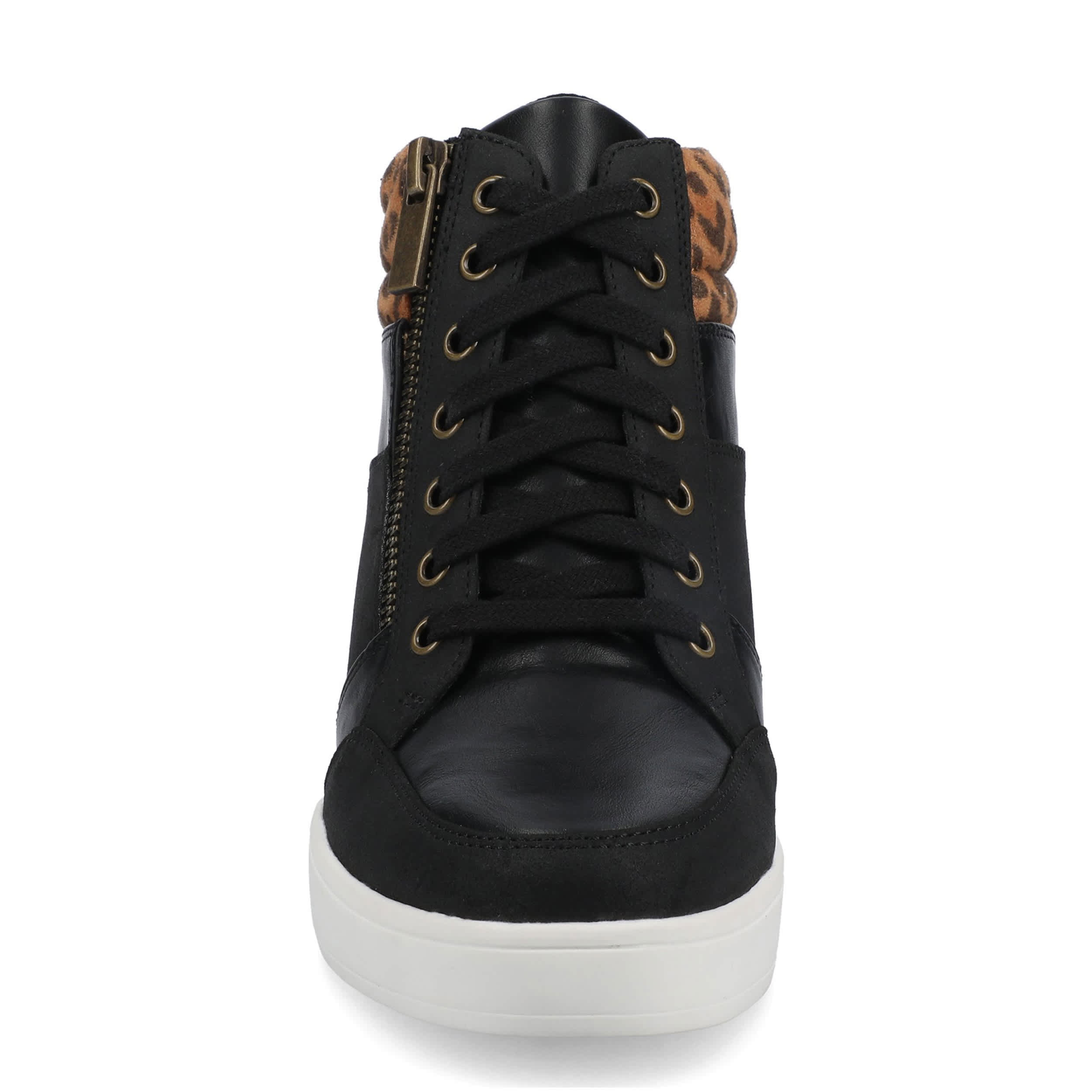 JOURNEE COLLECTION-WOMENS CLARITY WEDGE SNEAKER-LEOPARD & CAMEL