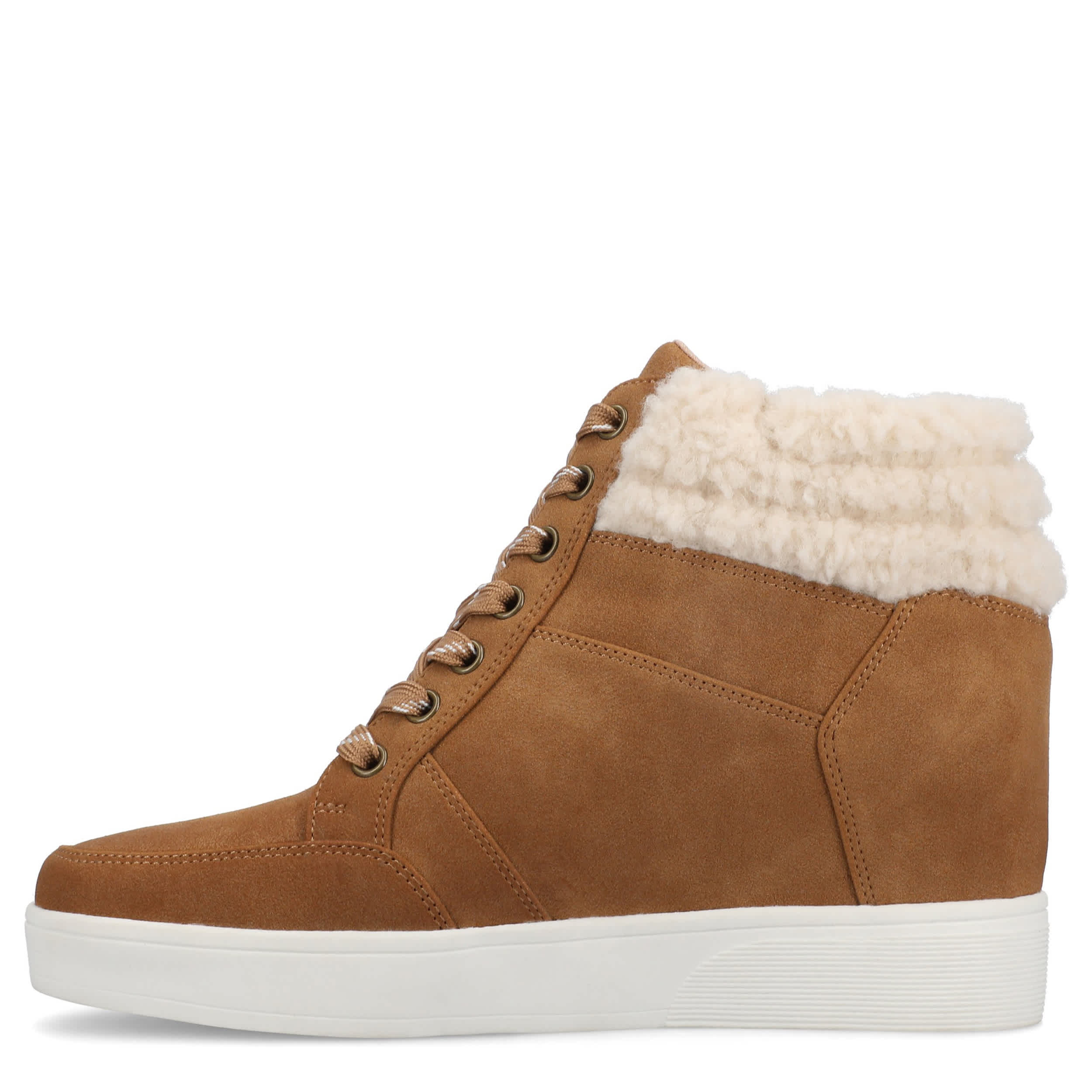 JOURNEE COLLECTION-WOMENS CLARITY WEDGE SNEAKER-COGNAC & 