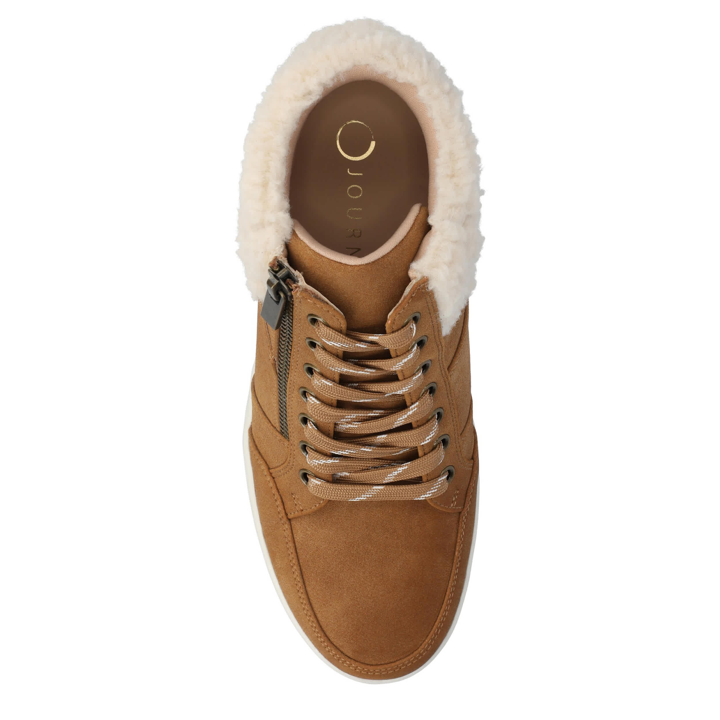 JOURNEE COLLECTION-WOMENS CLARITY WEDGE SNEAKER-COGNAC & 