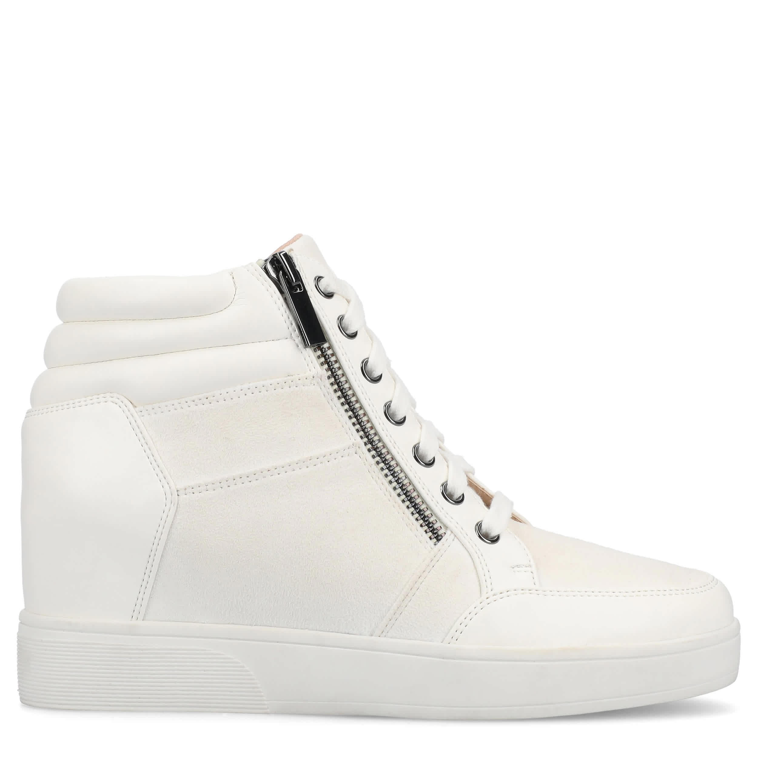 JOURNEE COLLECTION-WOMENS CLARITY WEDGE SNEAKER-WHITE & 