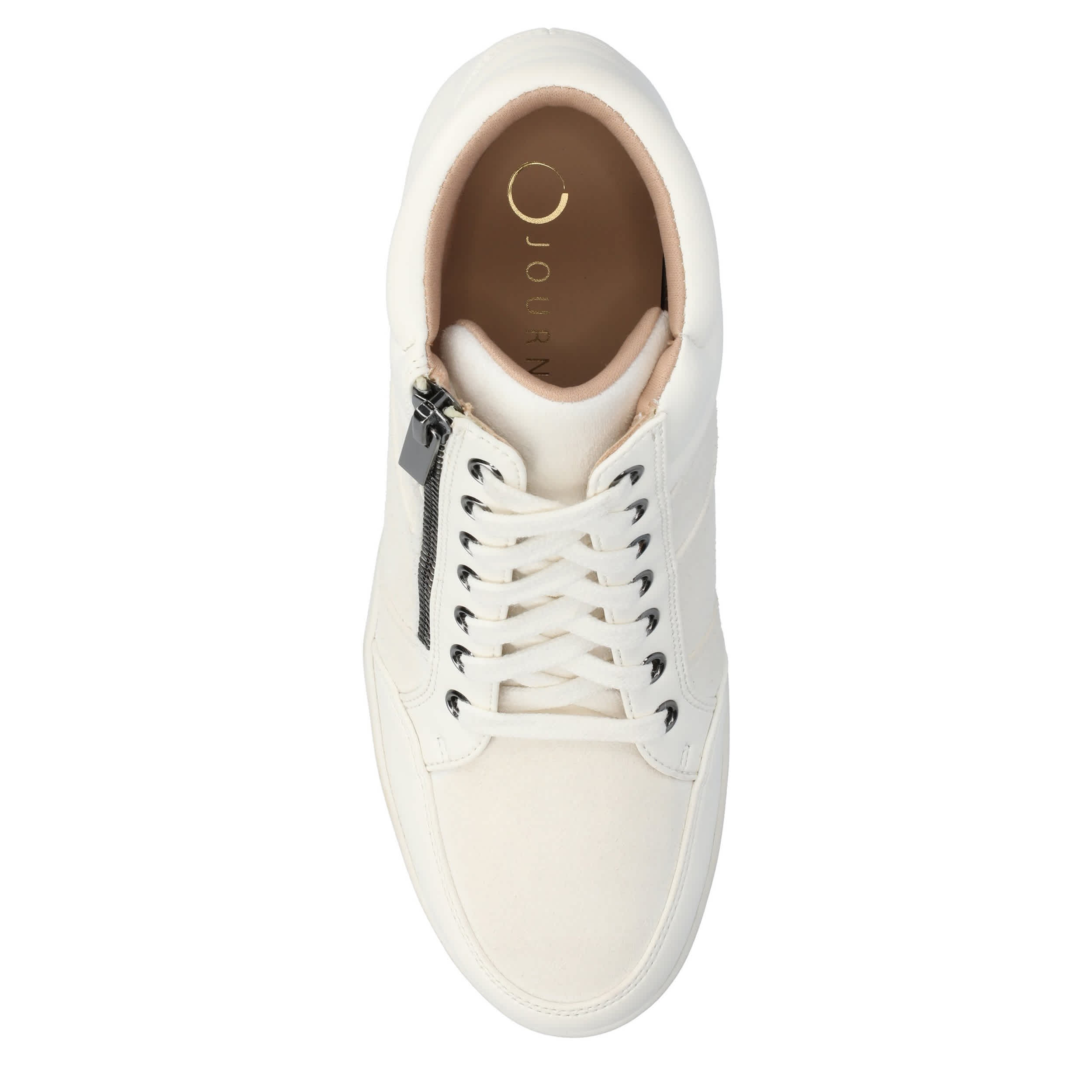 JOURNEE COLLECTION-WOMENS CLARITY WEDGE SNEAKER-WHITE & 