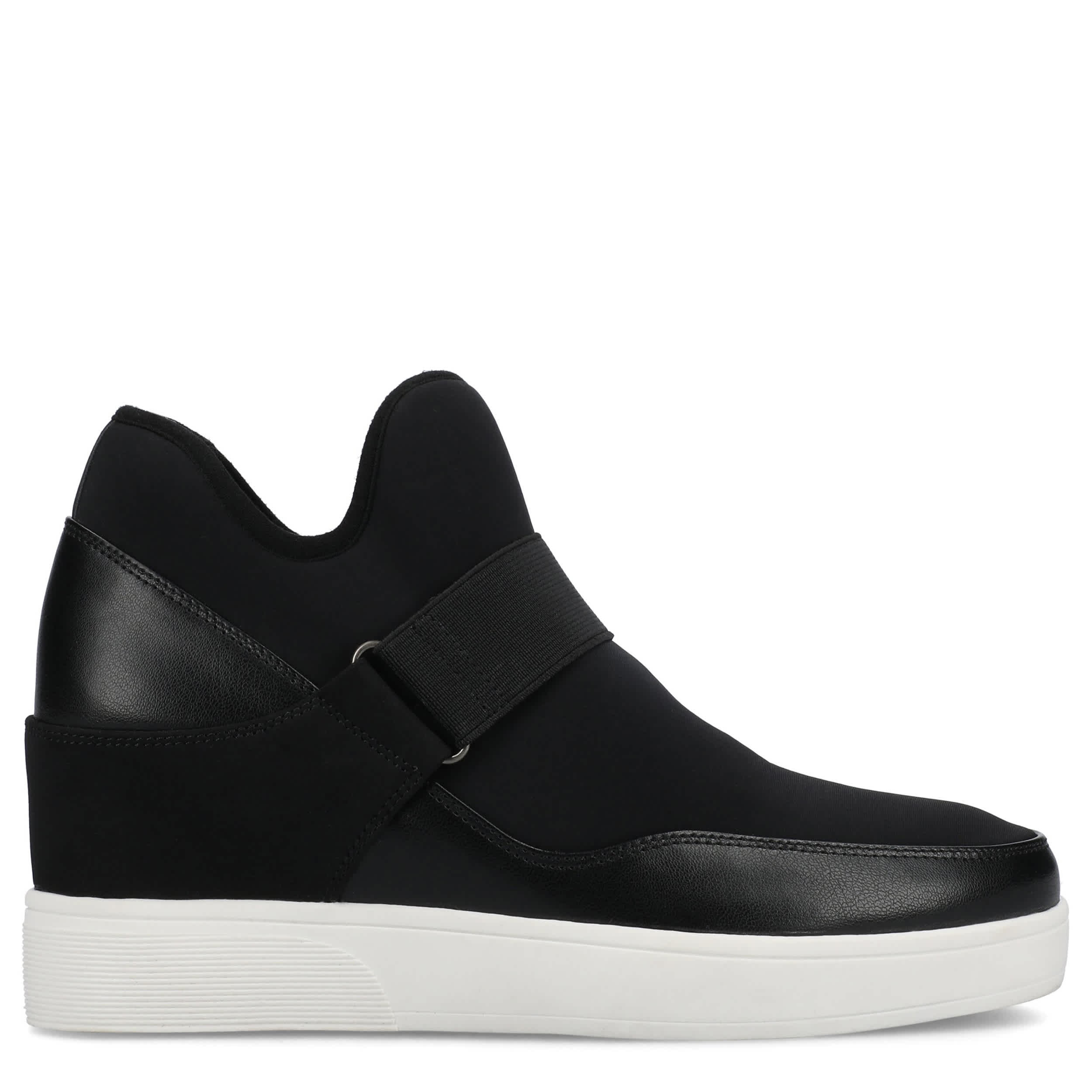 JOURNEE COLLECTION-WOMENS DAMARI WEDGE SNEAKER-BLACK & 