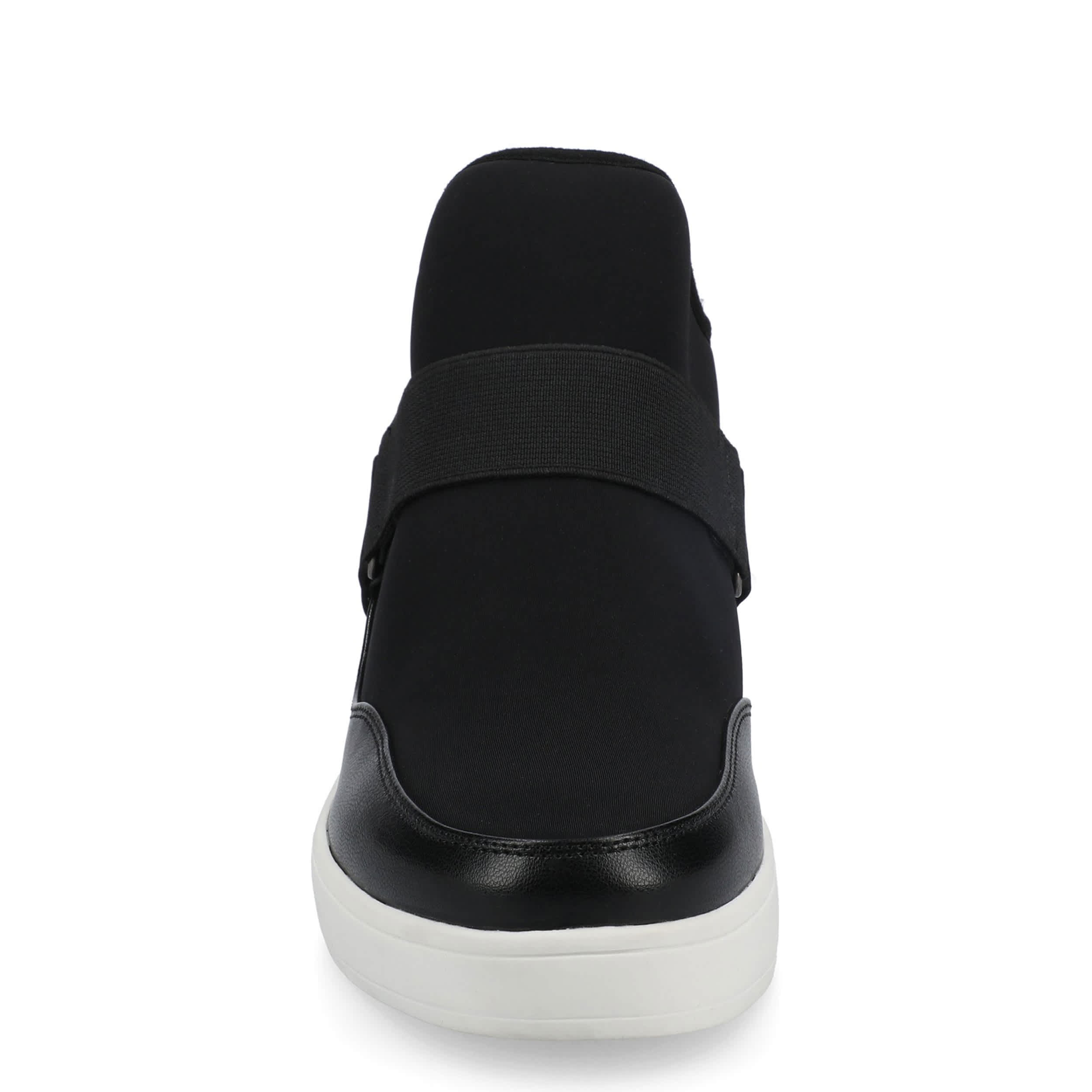JOURNEE COLLECTION-WOMENS DAMARI WEDGE SNEAKER-BLACK & 