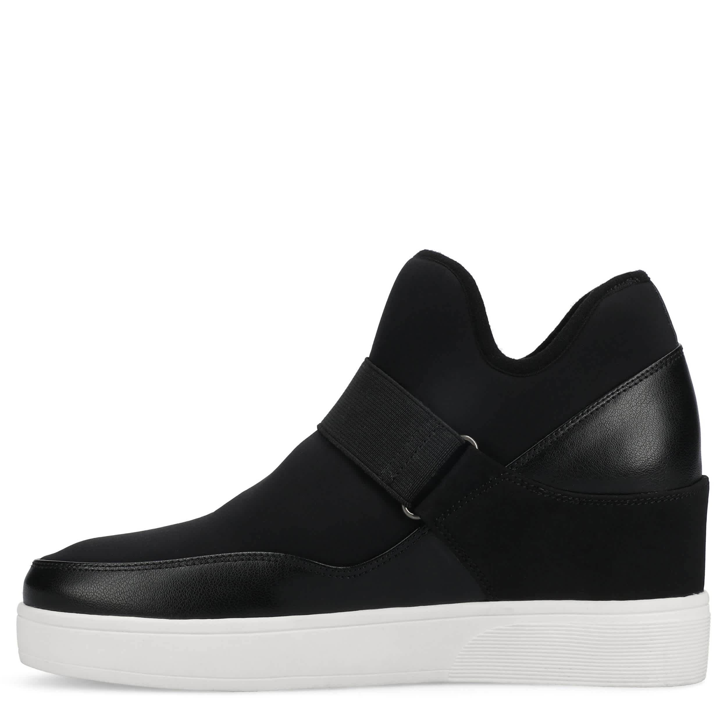 JOURNEE COLLECTION-WOMENS DAMARI WEDGE SNEAKER-BLACK & 