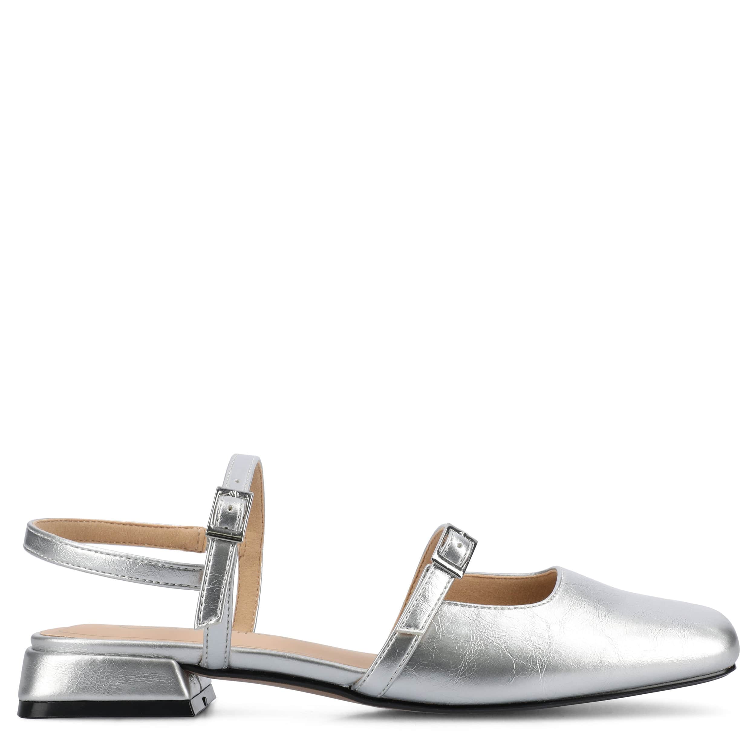 JOURNEE COLLECTION-WOMENS GRETCHENN FLAT-SILVER & 