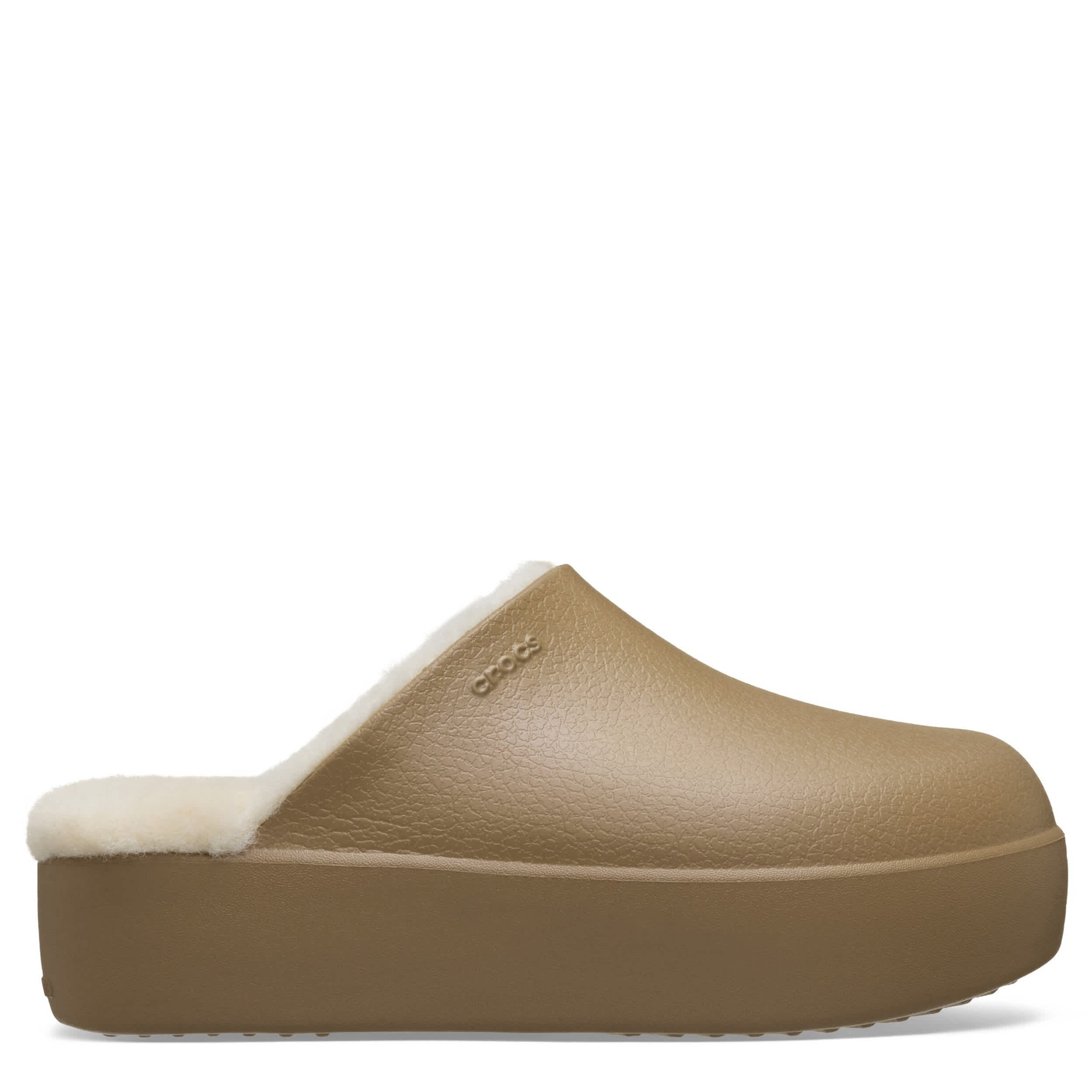 CROCS-WOMENS DYLAN PLATFORM LINED CLOG-TAN & OFF WHITE