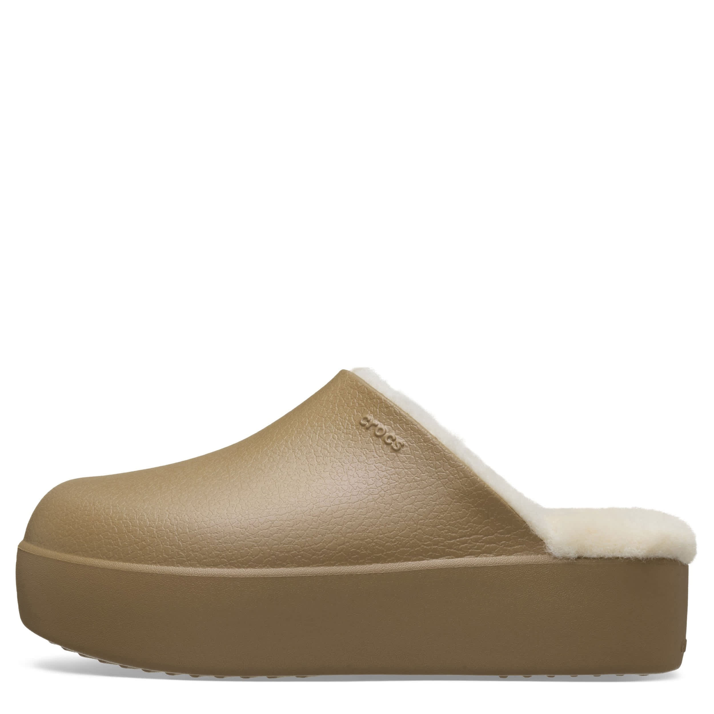 CROCS-WOMENS DYLAN PLATFORM LINED CLOG-TAN & OFF WHITE