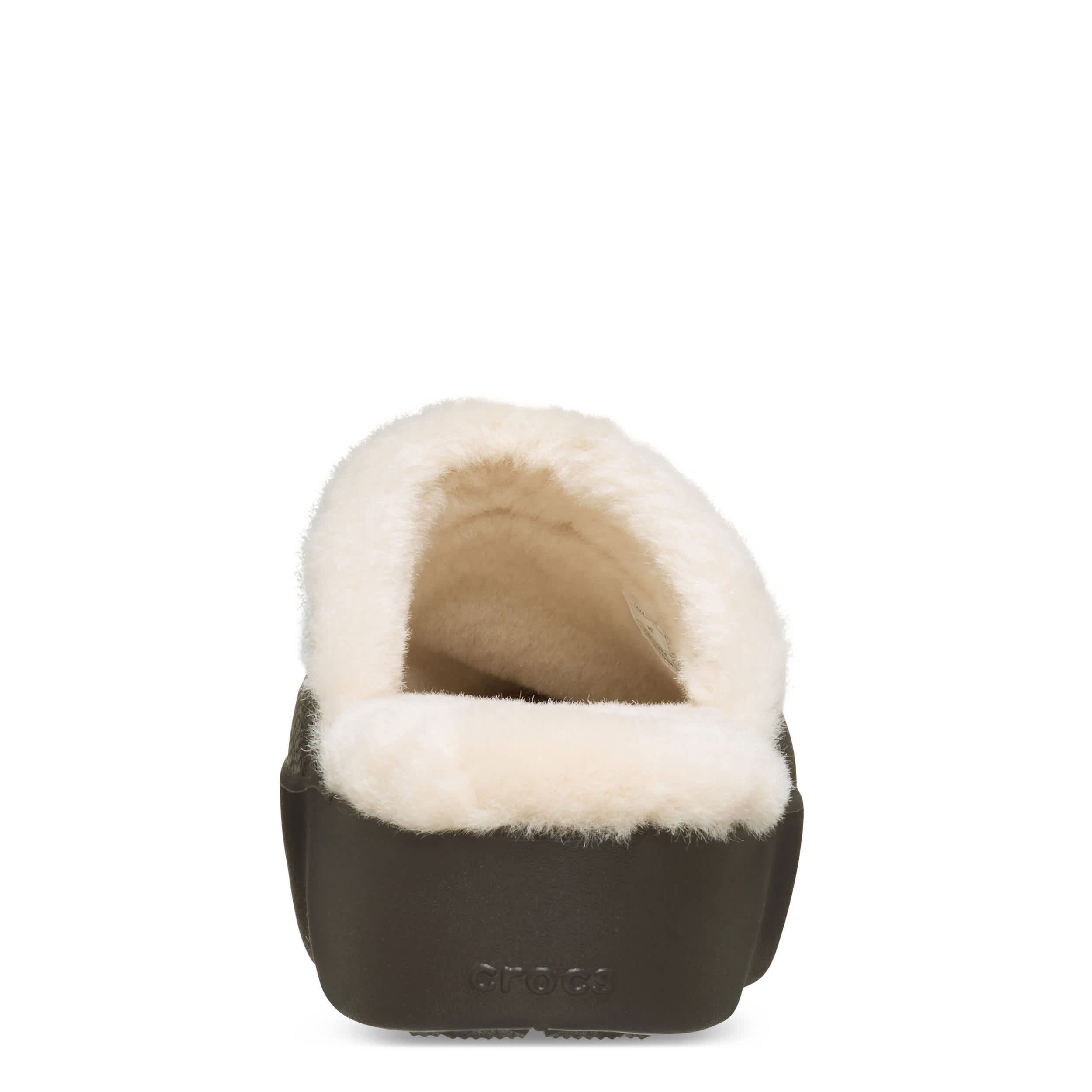 CROCS-WOMENS DYLAN PLATFORM LINED CLOG-ESPRESSO & OFF WHITE
