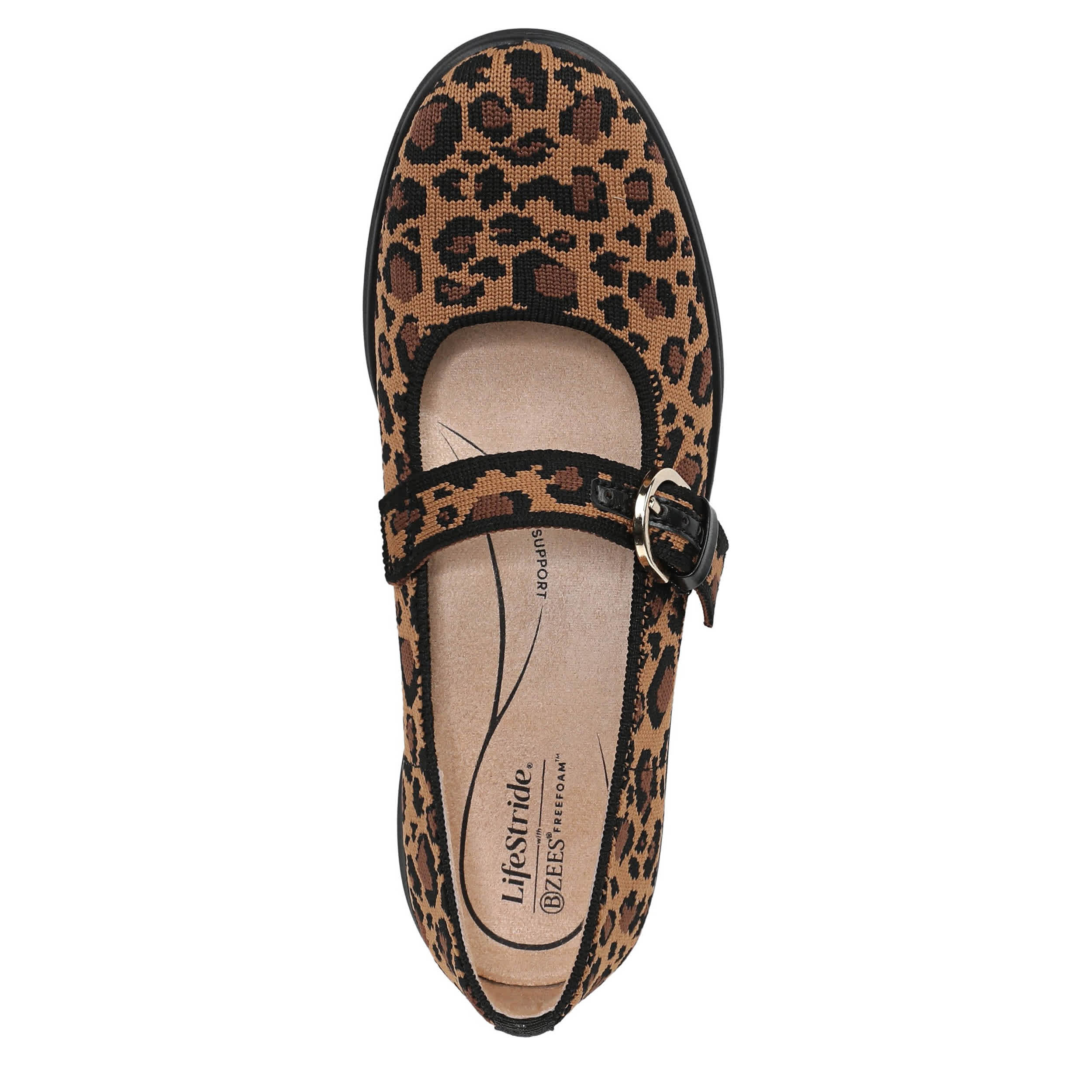 LIFESTRIDE-WOMENS NUEVO FLAT-LEOPARD & BLACK