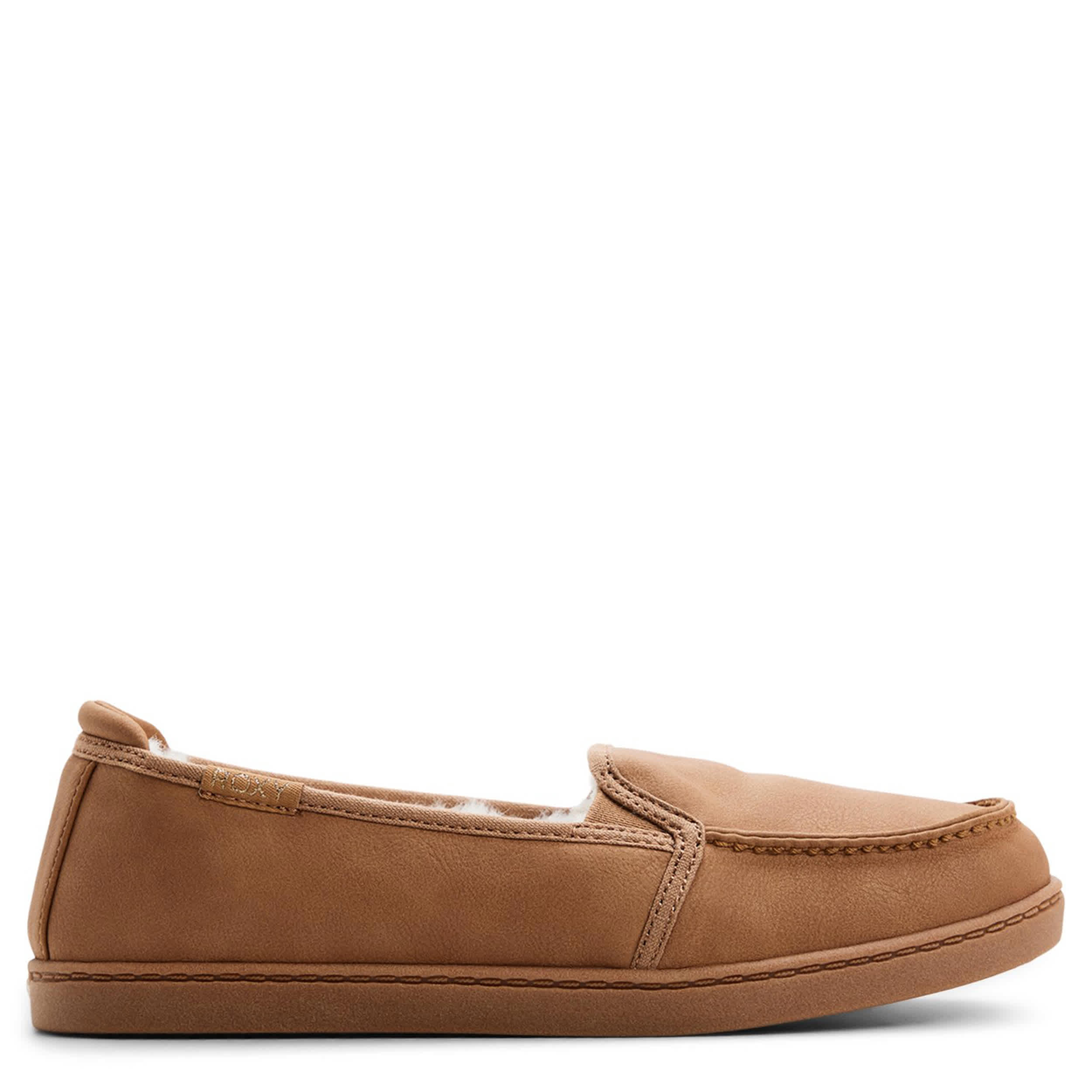 ROXY-WOMENS MINNOW COZY SLIP ON SNEAKER-TAN & 