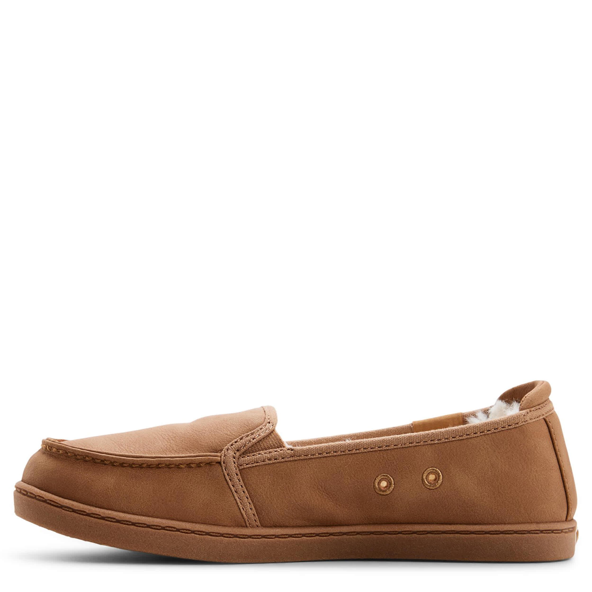 ROXY-WOMENS MINNOW COZY SLIP ON SNEAKER-TAN & 