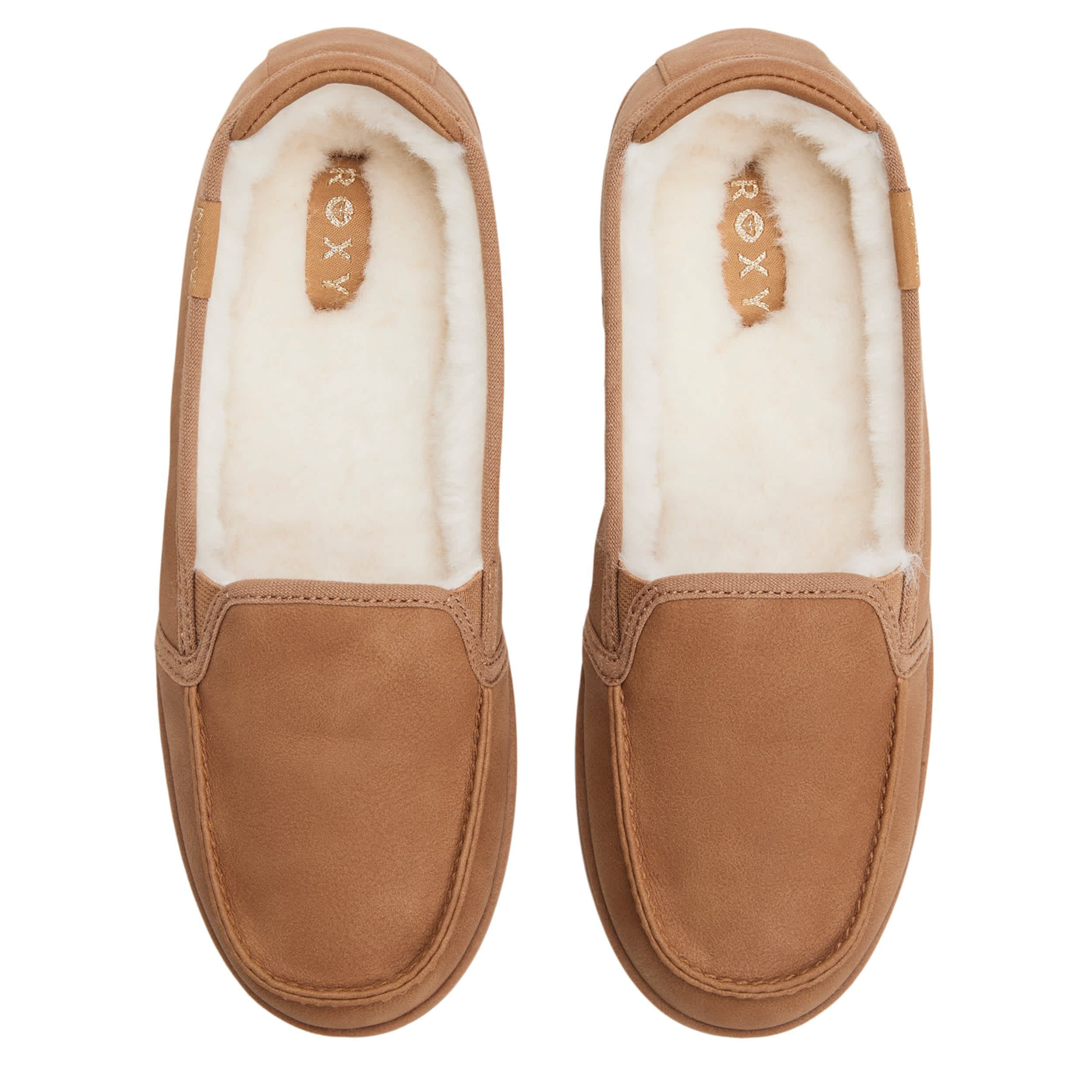 ROXY-WOMENS MINNOW COZY SLIP ON SNEAKER-TAN & 