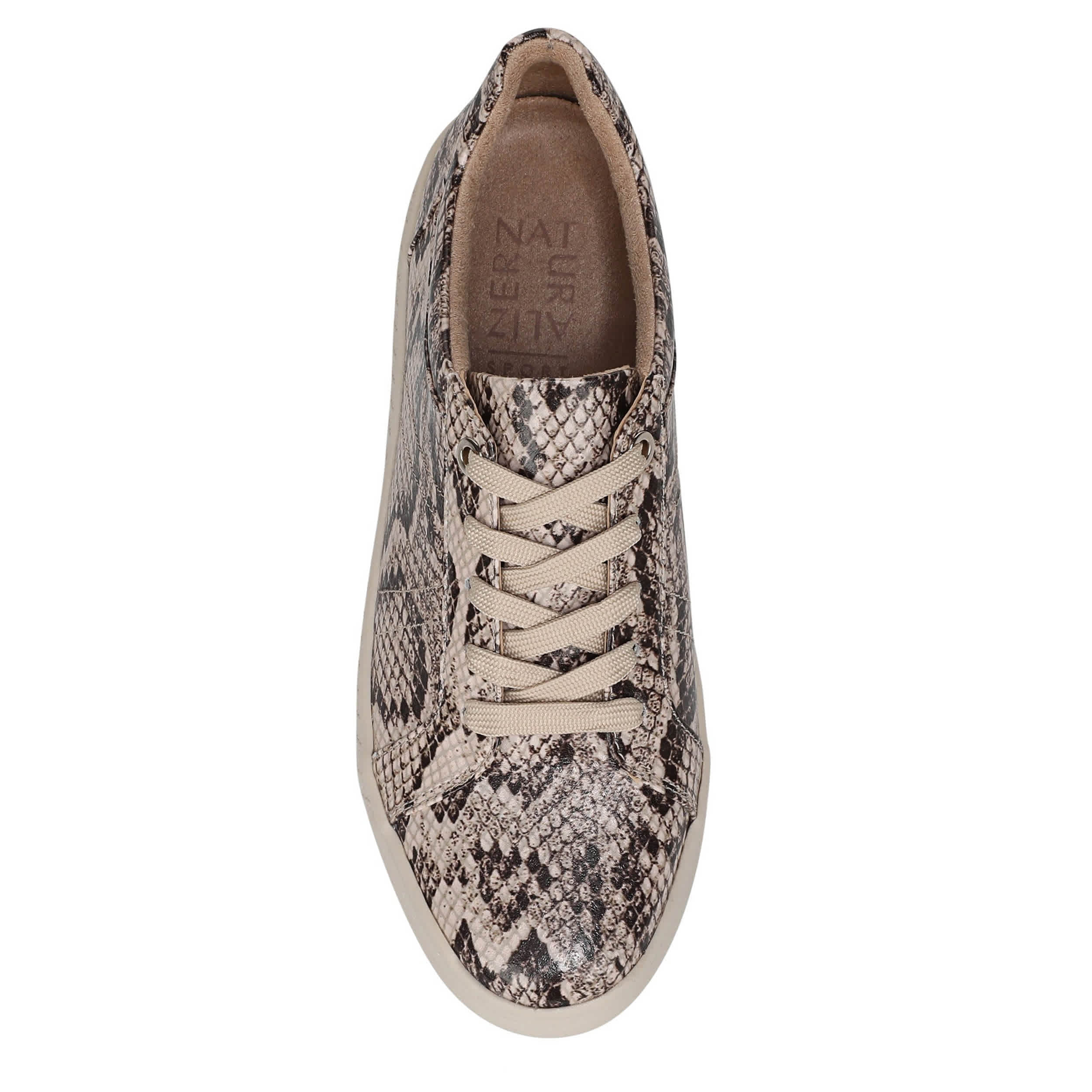 NATURAL SOUL BY NATURALIZER-WOMENS NEELA SNEAKER-BEIGE & SNAKE