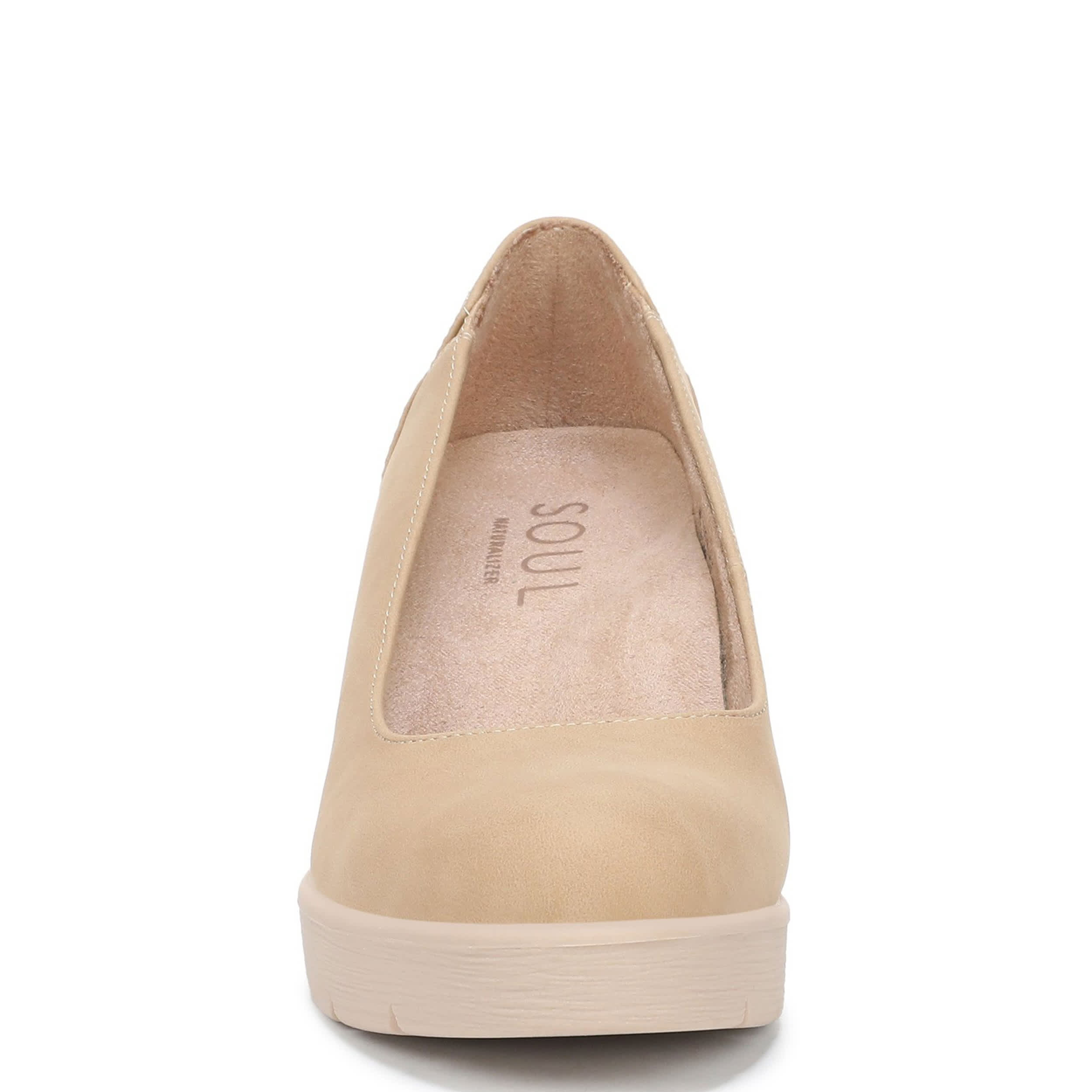 NATURAL SOUL BY NATURALIZER-WOMENS ABOUT TIME WEDGE PUMP-TAN & 