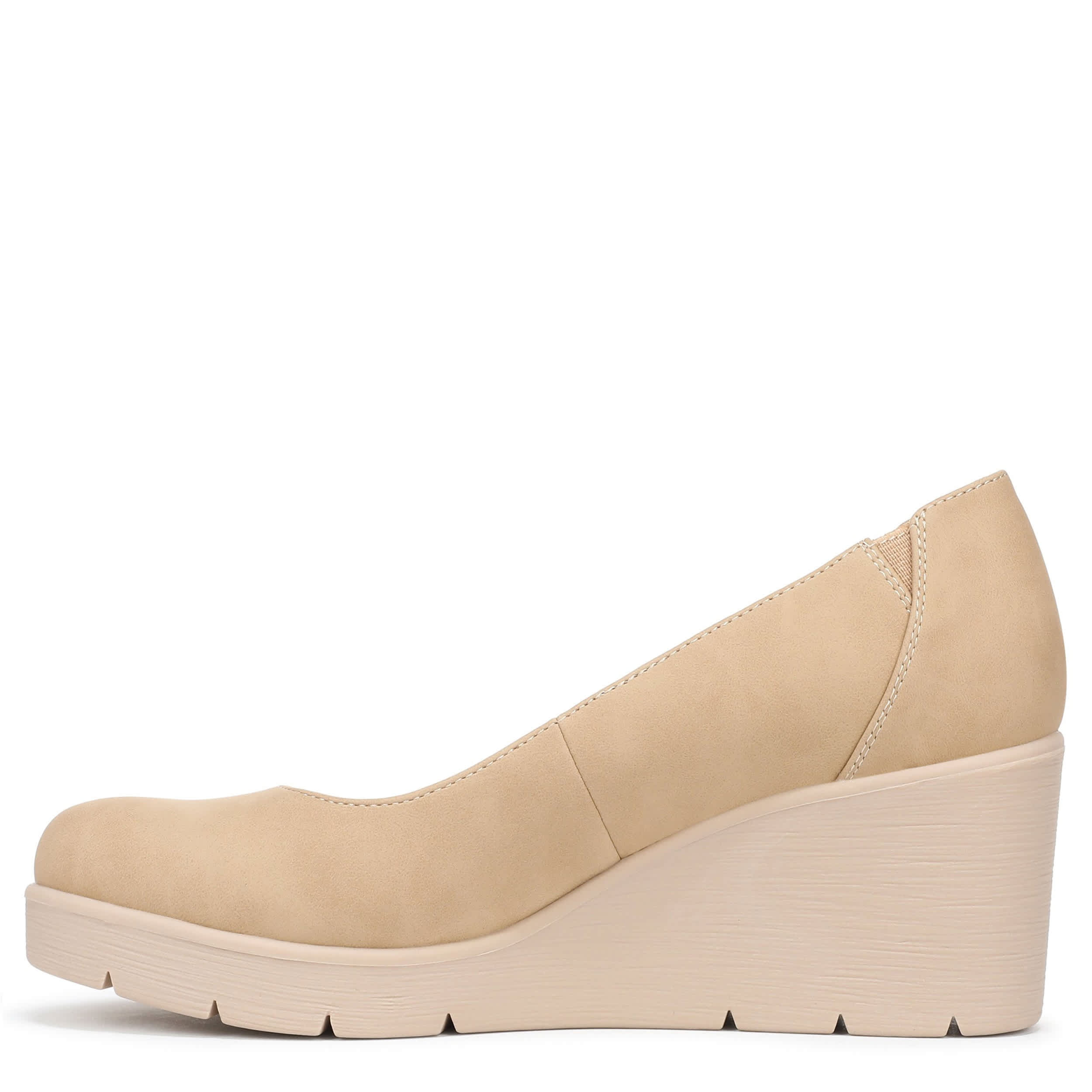 NATURAL SOUL BY NATURALIZER-WOMENS ABOUT TIME WEDGE PUMP-TAN & 