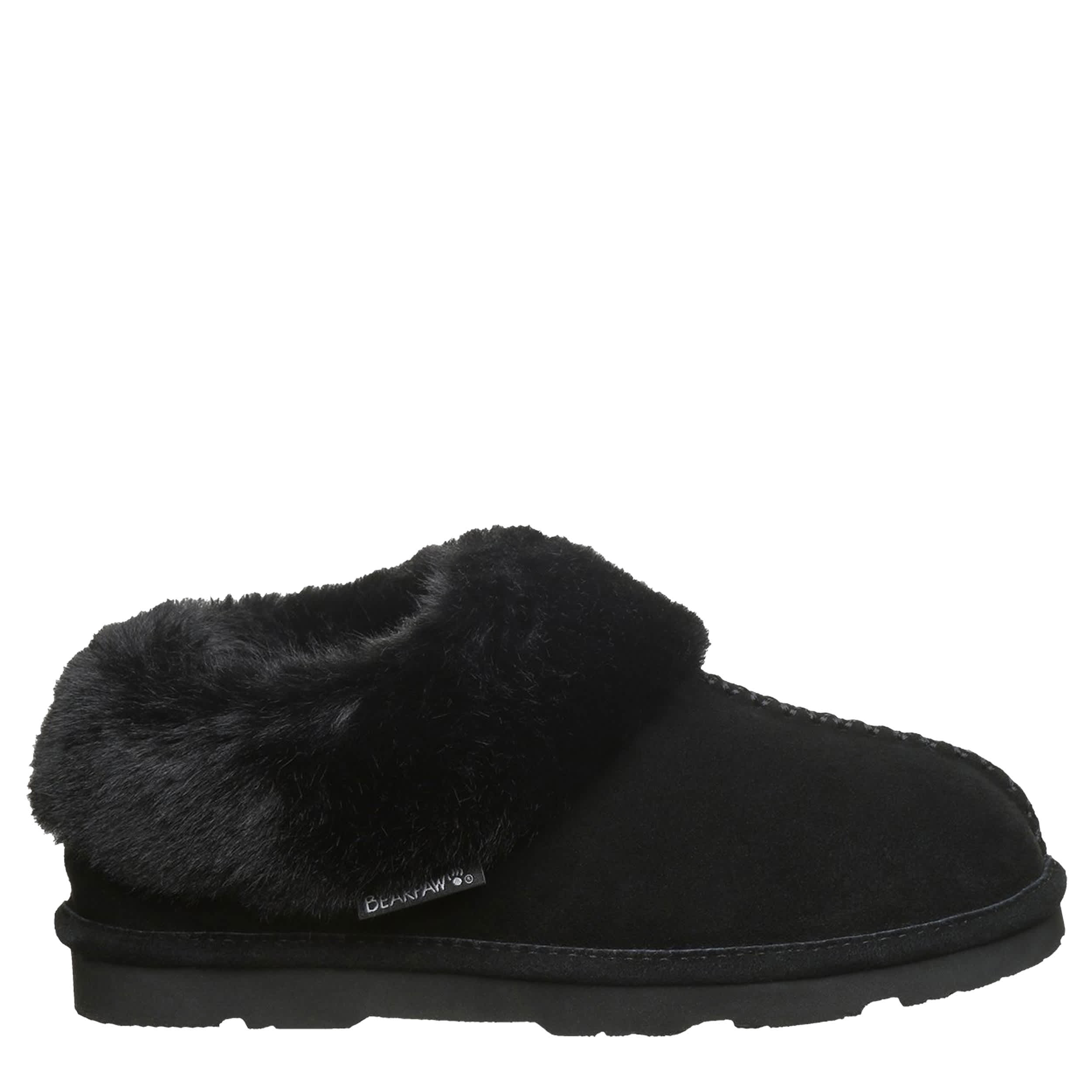 BEARPAW-WOMENS BELLA SLIPPER-BLACK & 