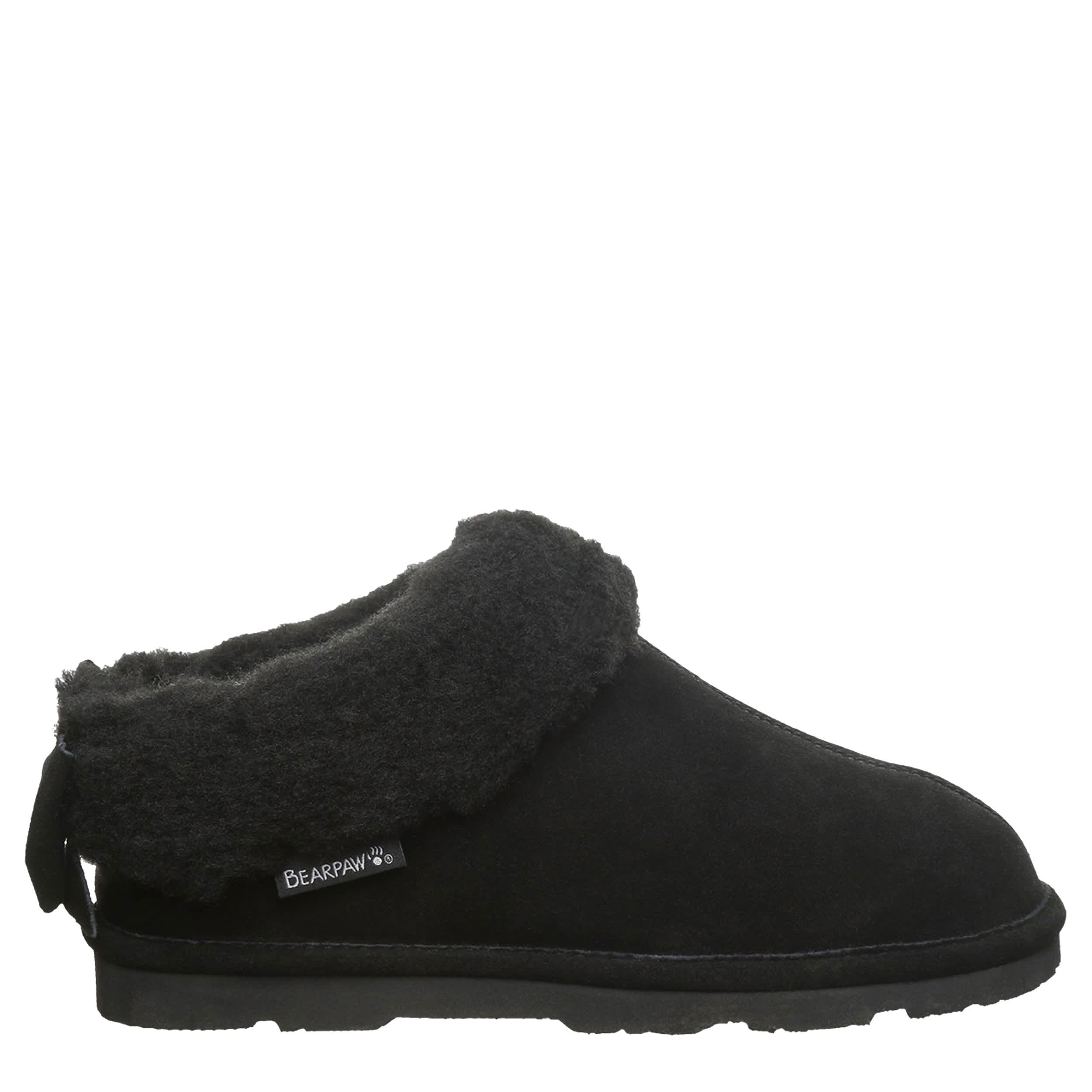 BEARPAW-WOMENS DELANIE SLIPPER-BLACK & 