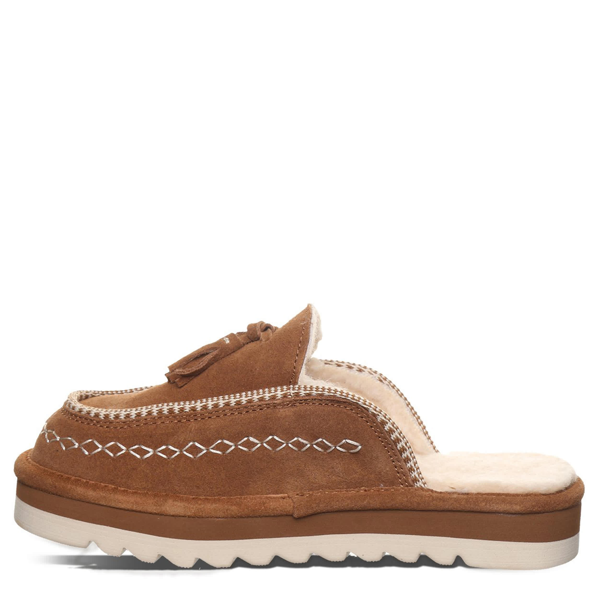 BEARPAW-WOMENS LEONA SLIPPER-DARK TAN & 