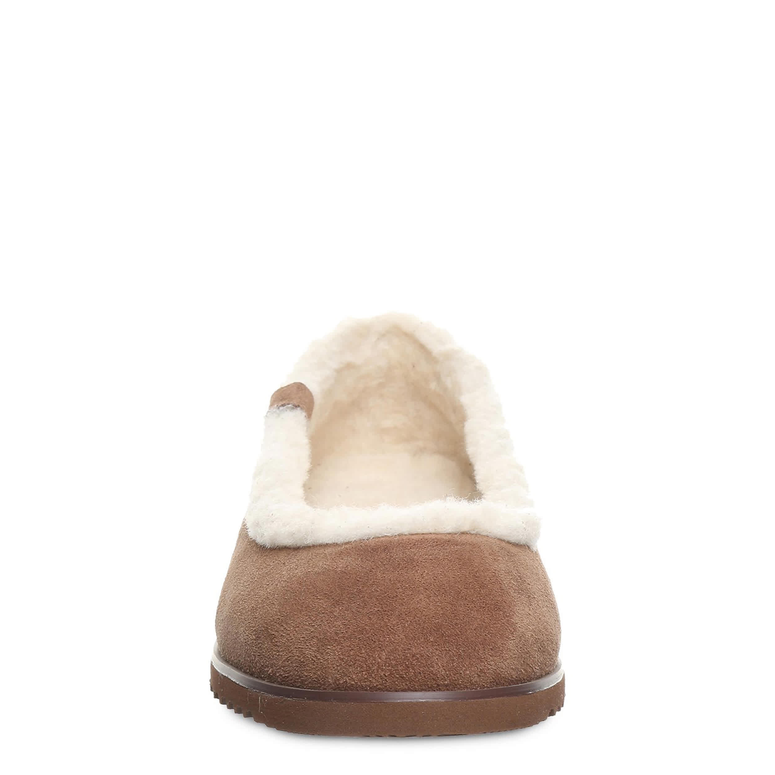 BEARPAW-WOMENS DELPHI FLAT SLIPPER-CHOCOLATE & 