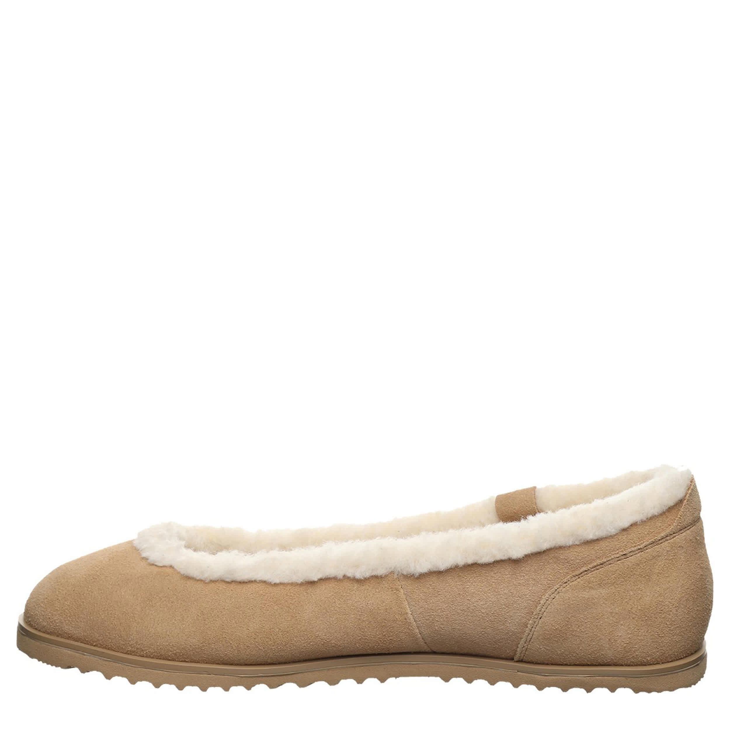 BEARPAW-WOMENS DELPHI FLAT SLIPPER-WHEAT & 