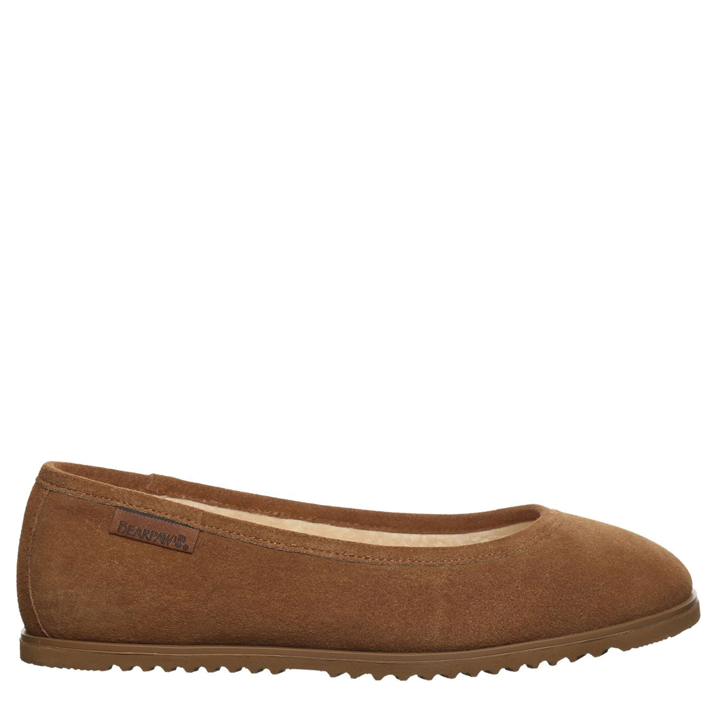 BEARPAW-WOMENS JAZLYN FLAT SLIPPER-BROWN & 