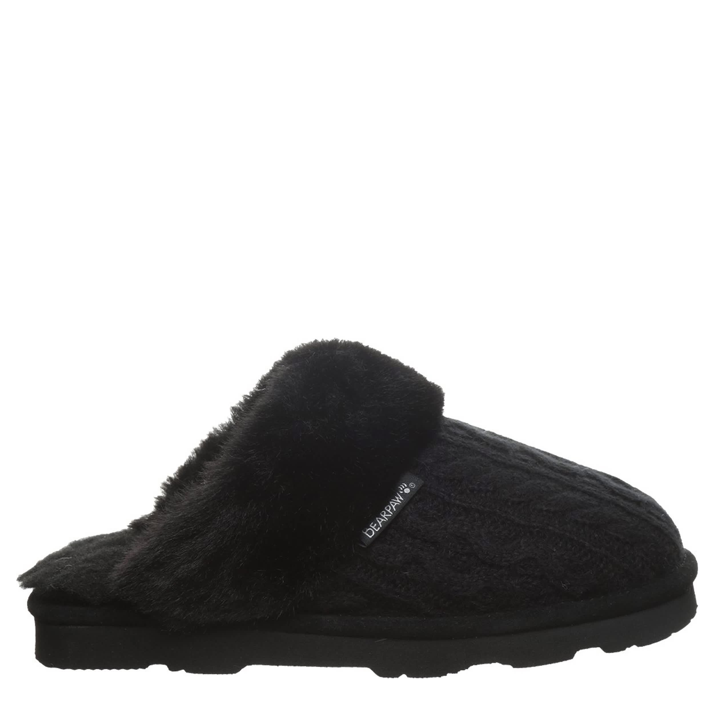 BEARPAW-WOMENS RUMIE SLIPPER-BLACK & 