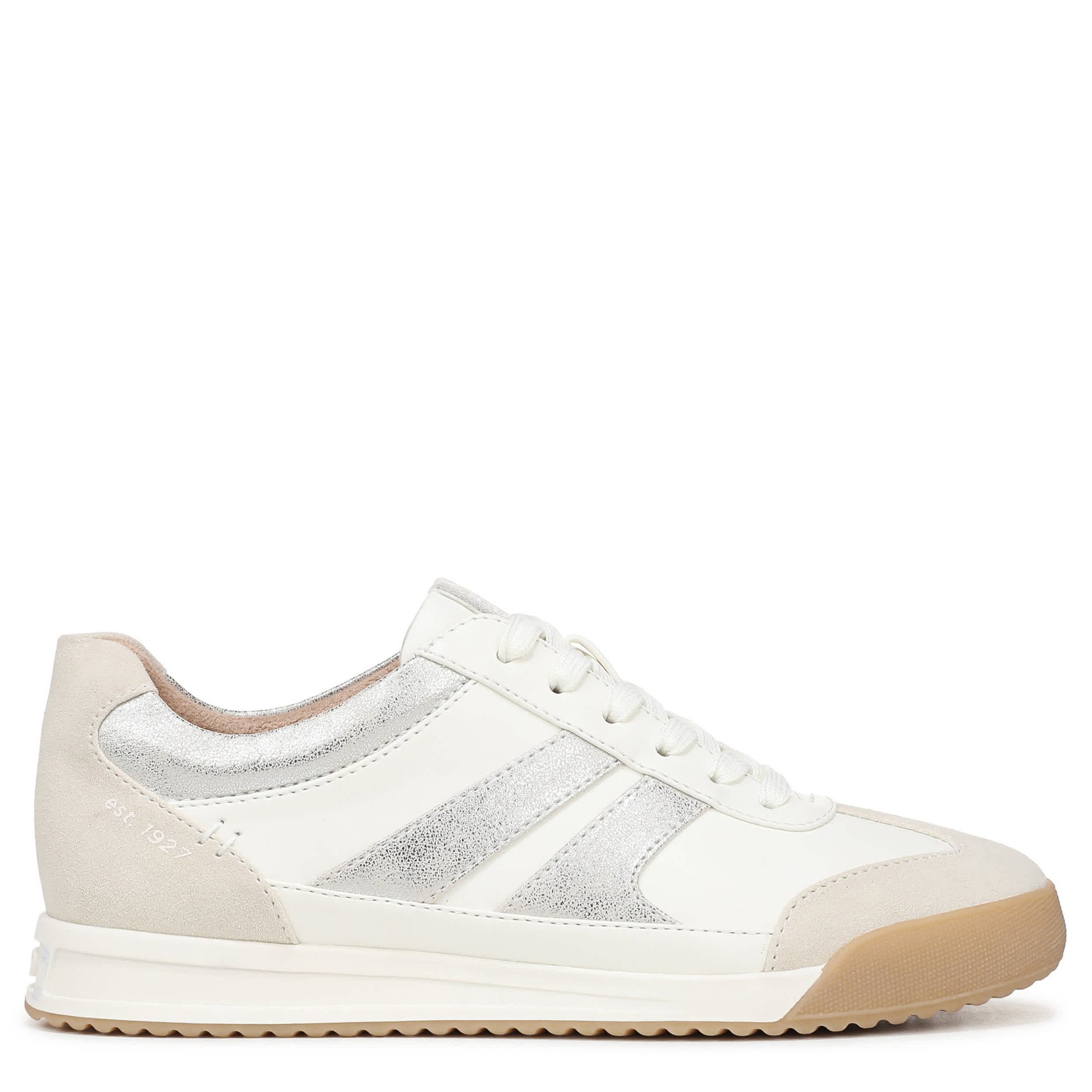 NATURALIZER-WOMENS GARNET SNEAKER-WHITE & SILVER