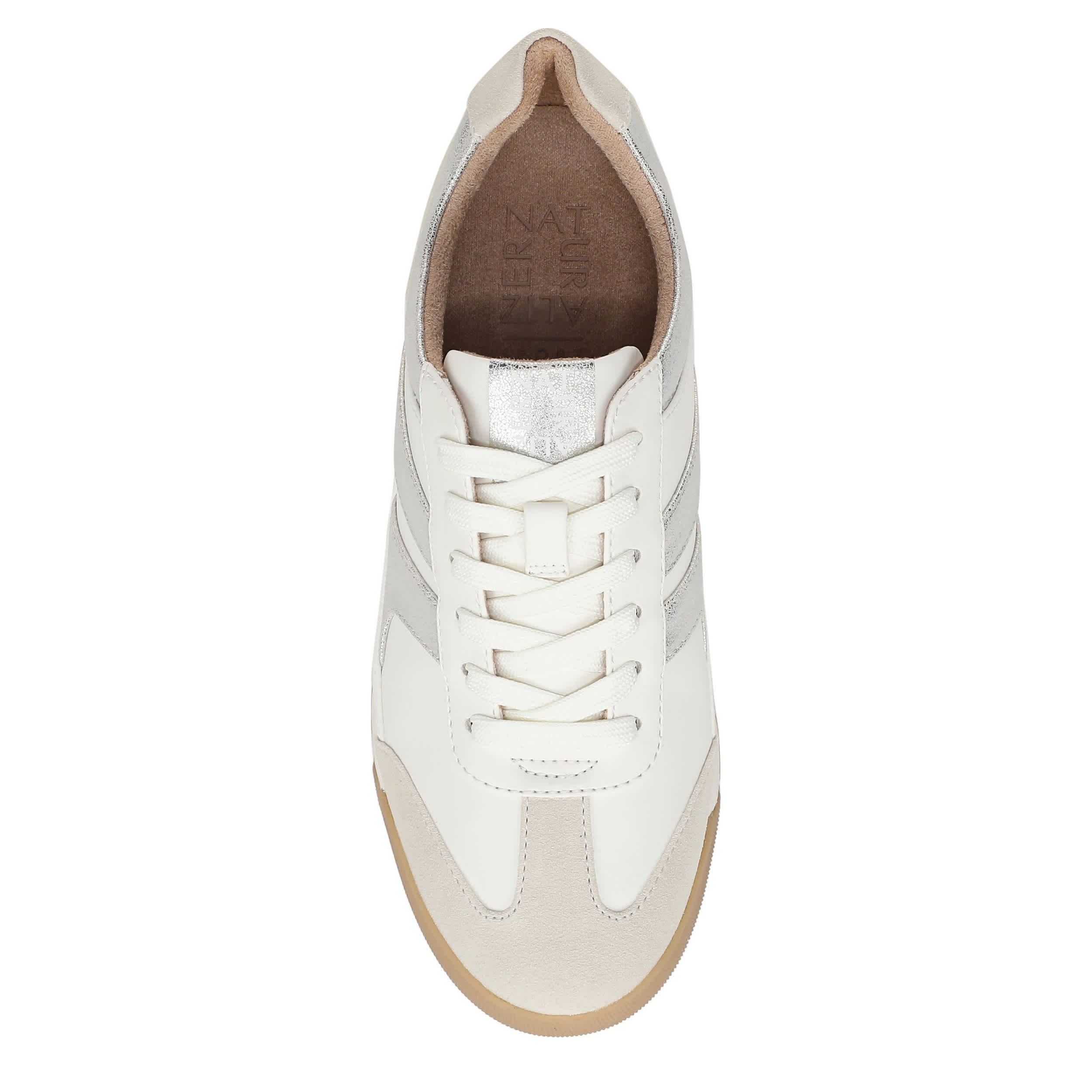 NATURALIZER-WOMENS GARNET SNEAKER-WHITE & SILVER