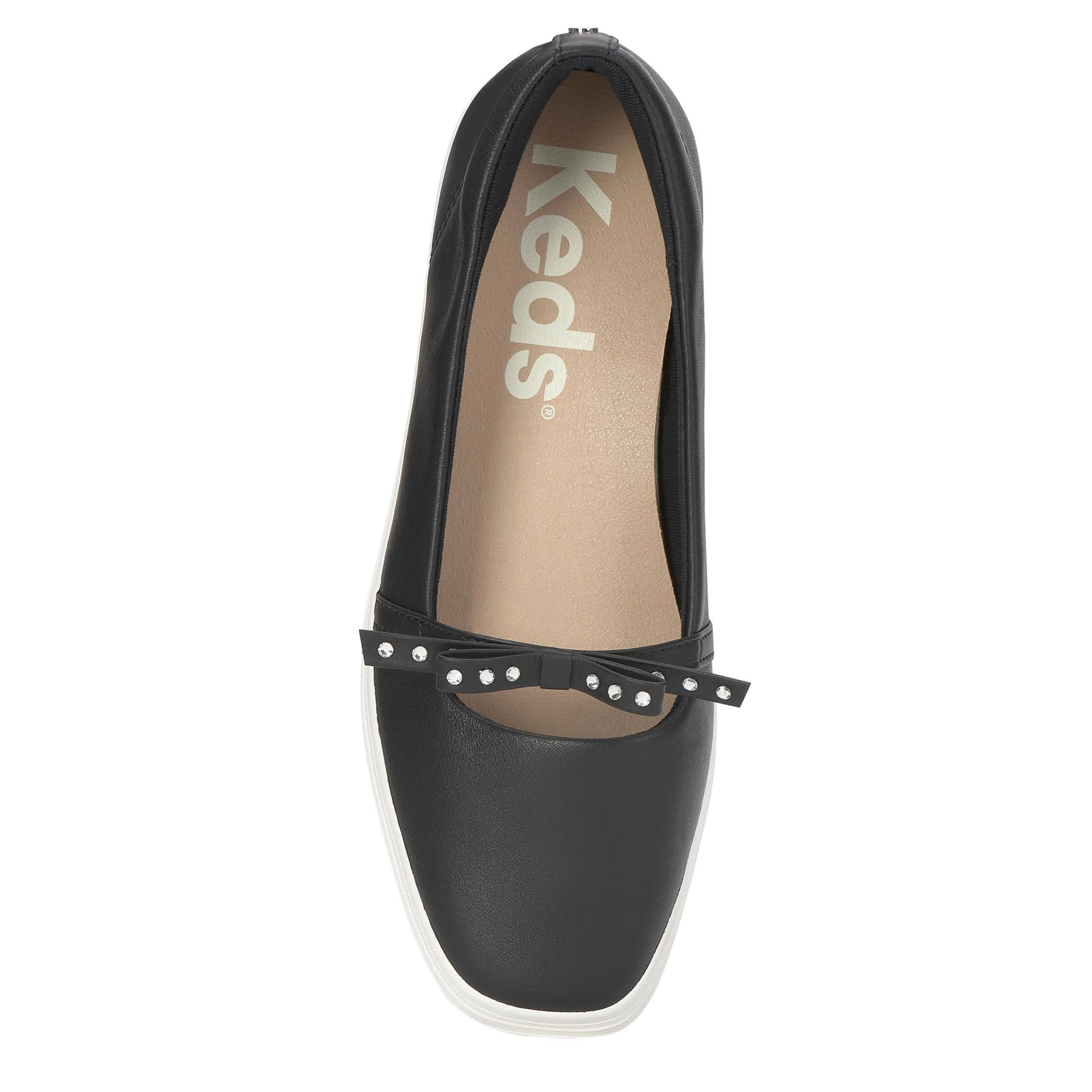 KEDS-WOMENS SQUARE TOE MINI BOW MARY JANE SNEAKER-BLACK & 
