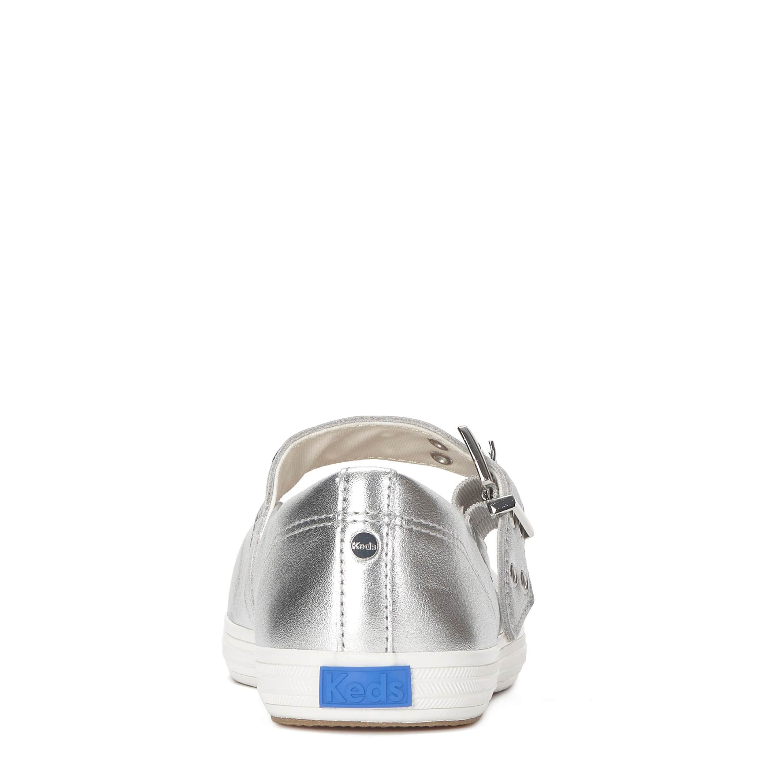 KEDS-WOMENS SQUARE TOE MINI BOW MARY JANE SNEAKER-SILVER & 
