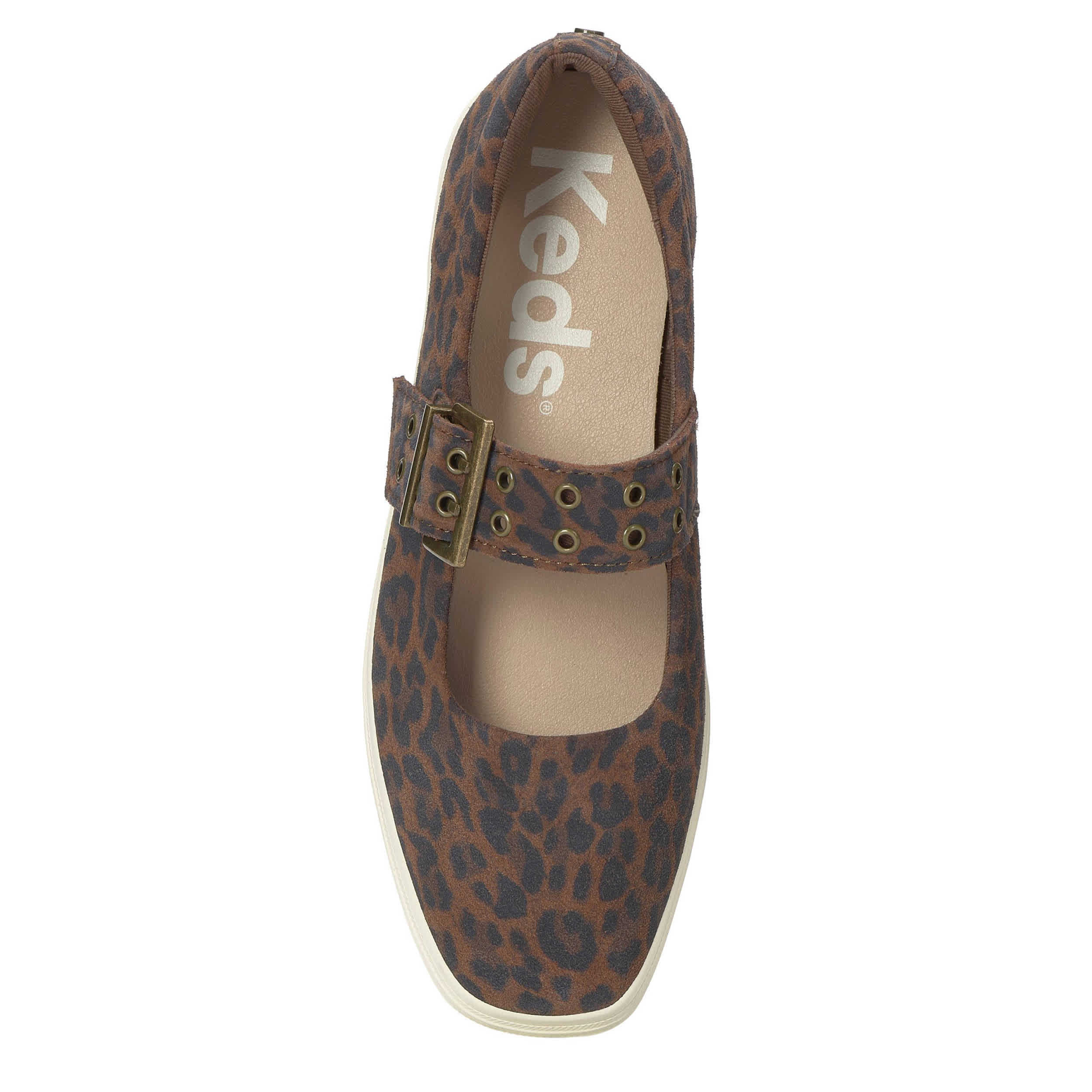 KEDS-WOMENS SQUARE TOE MINI BOW MARY JANE SNEAKER-DARK BROWN & LEOPARD