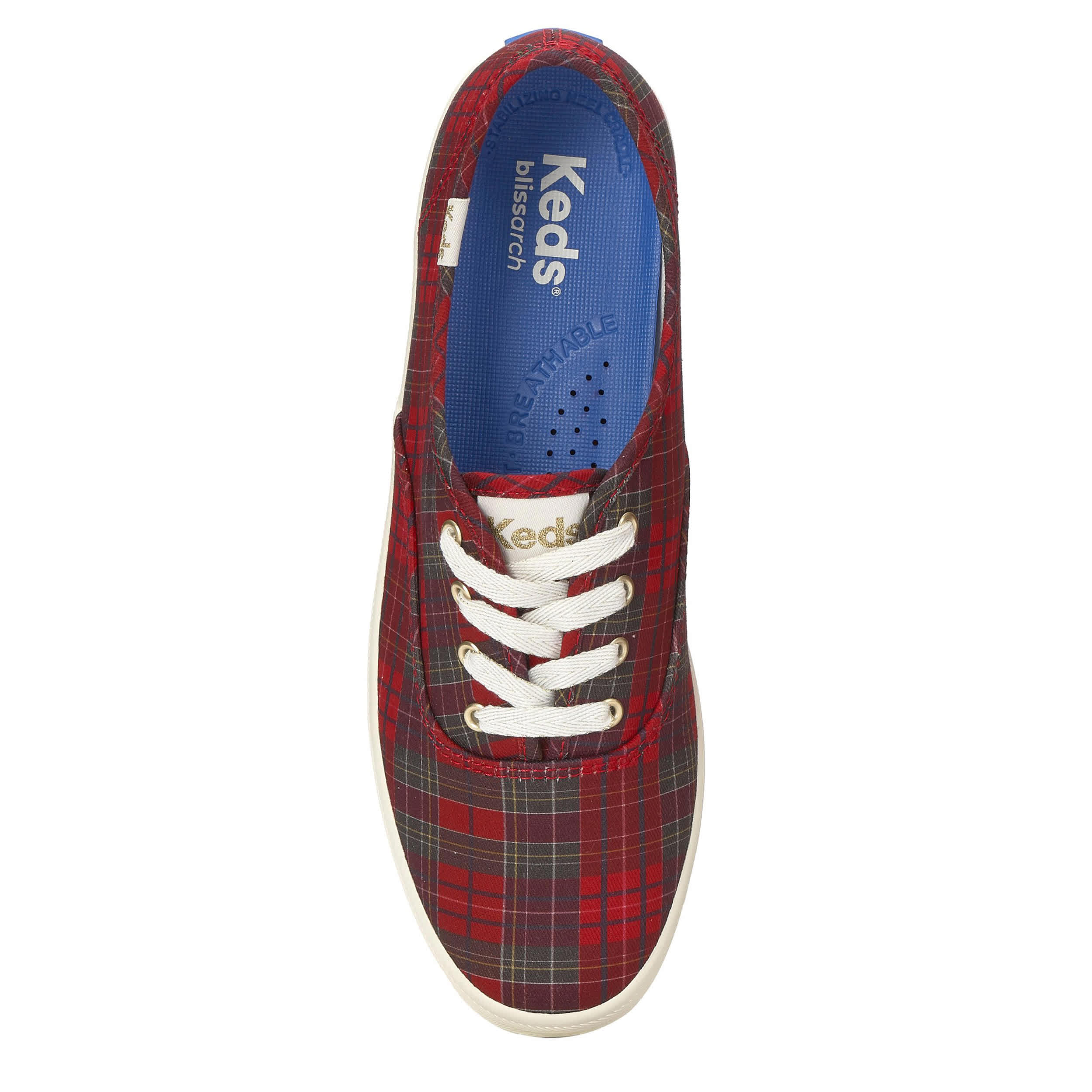 KEDS-WOMENS CHAMPION SNEAKER-RED & PLAID