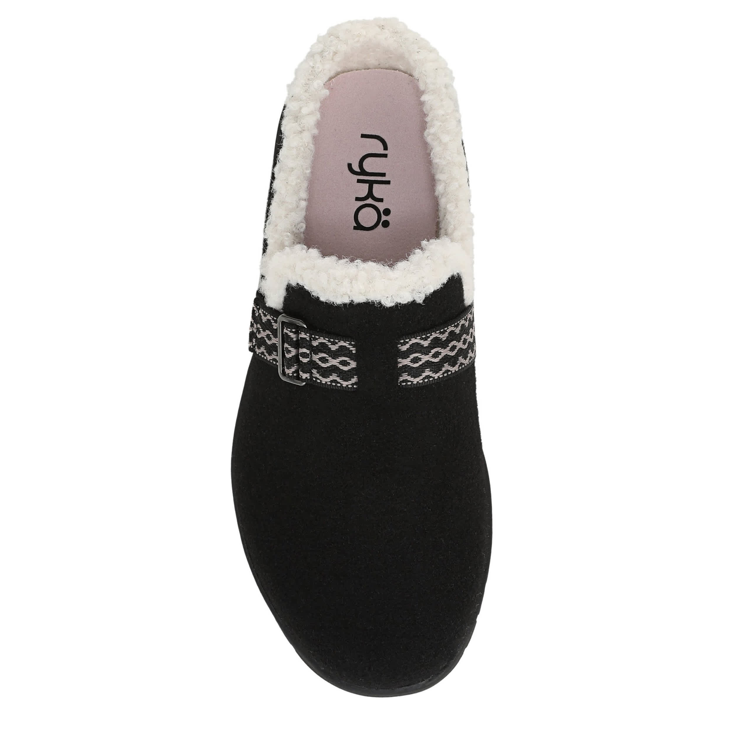 RYKA-WOMENS SOPHIE FAUX FUR CLOG-BLACK & 