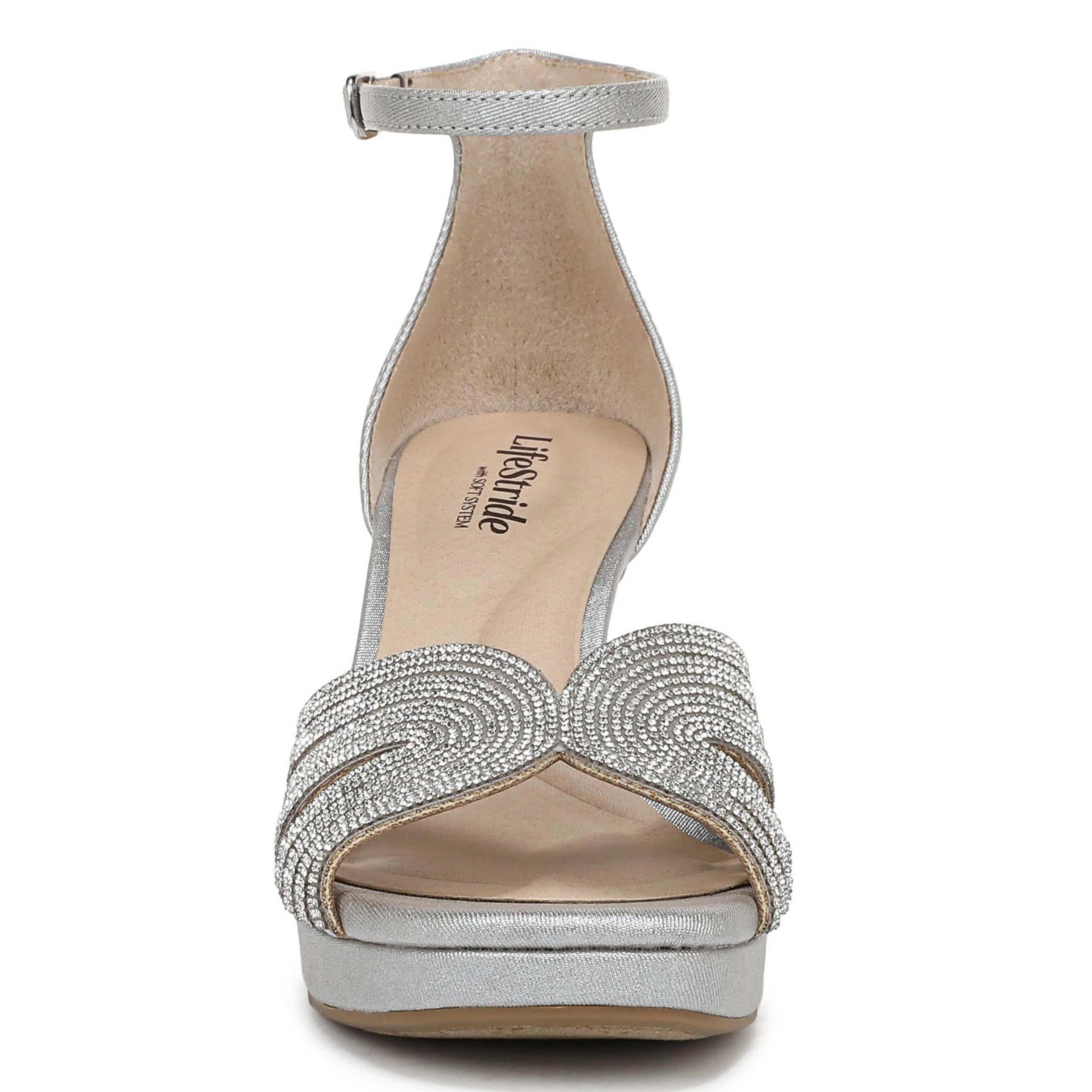 LIFESTRIDE-WOMENS GLAMOROUS SANDAL-PEWTER & SILVER