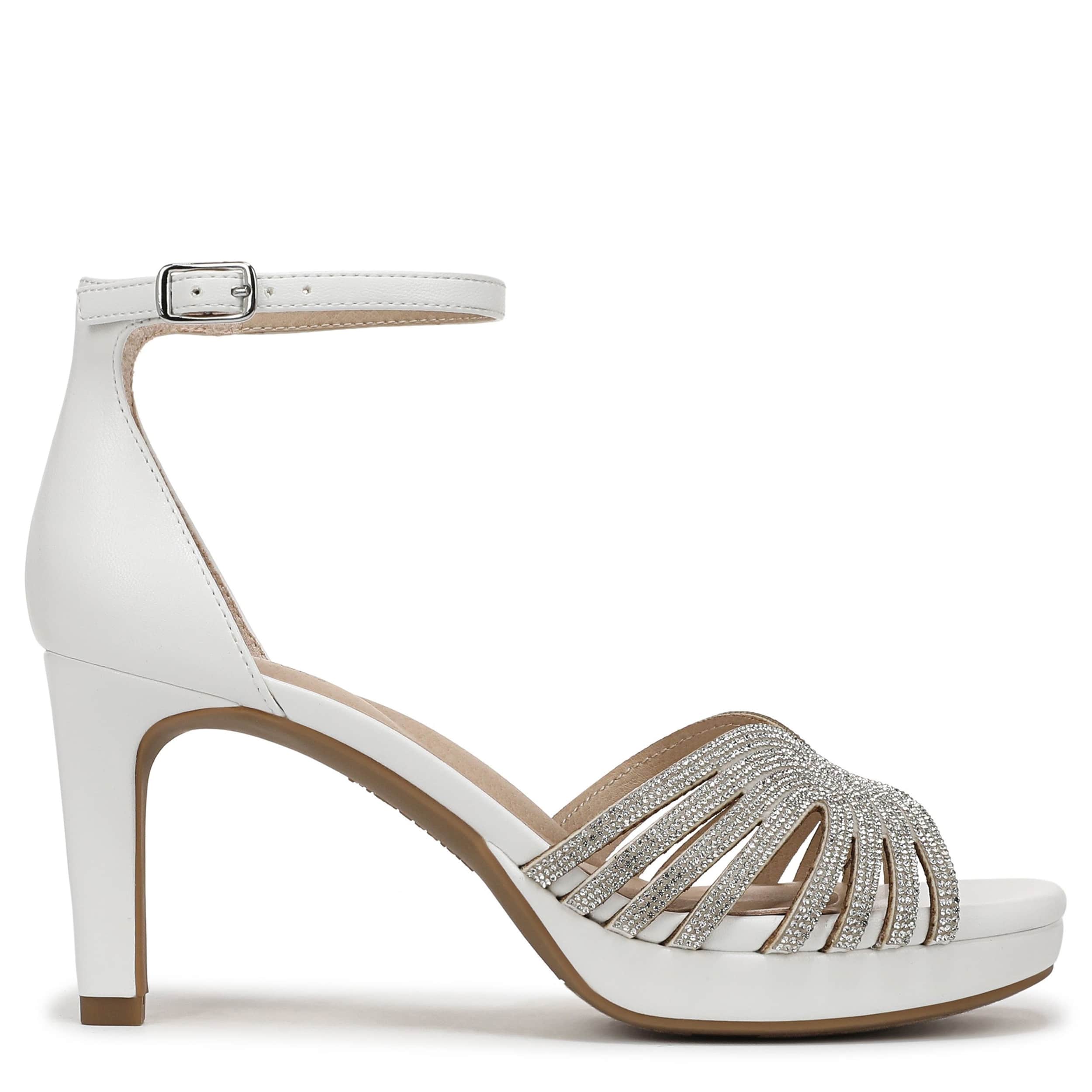 LIFESTRIDE-WOMENS GLAMOROUS SANDAL-WHITE & MED METALLIC