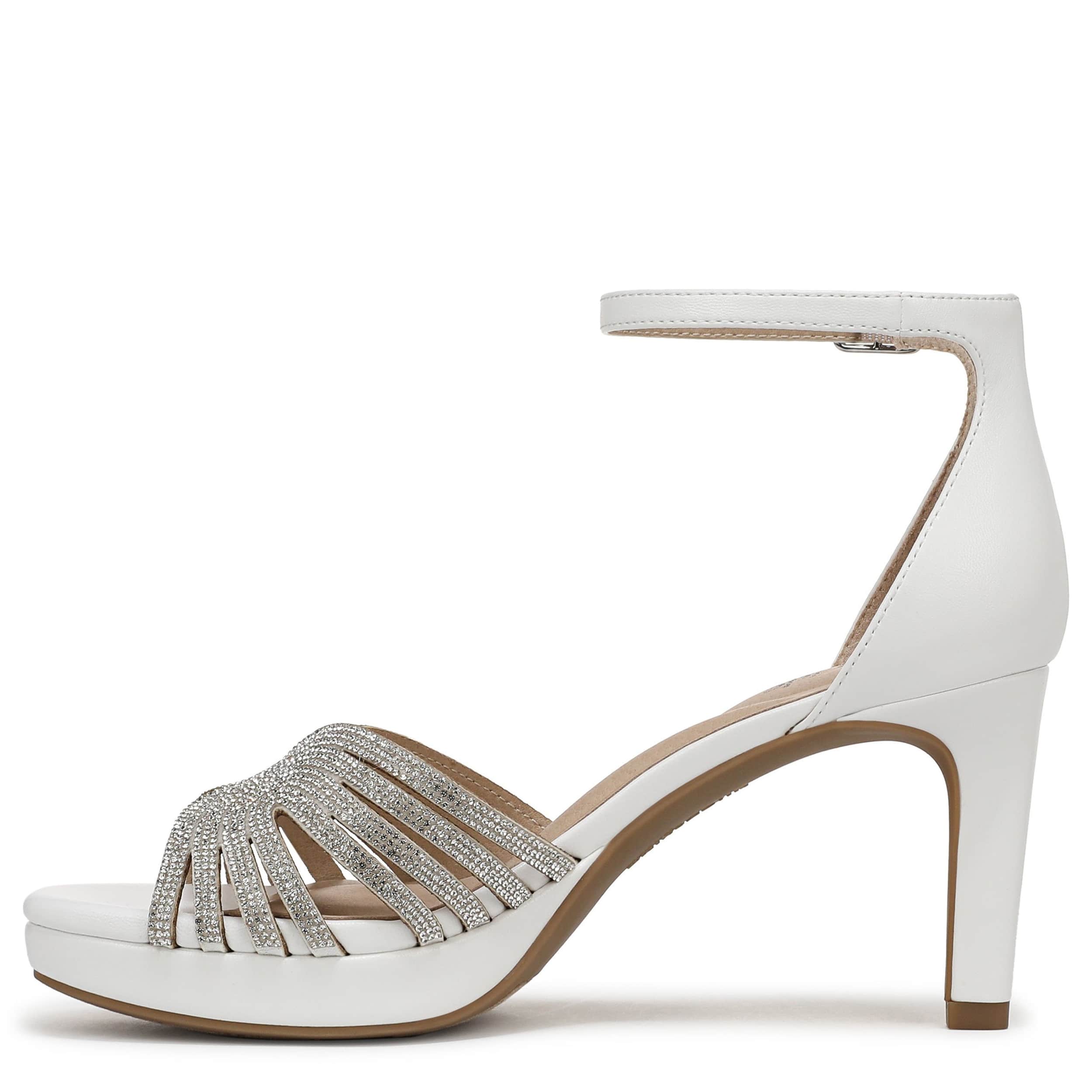 LIFESTRIDE-WOMENS GLAMOROUS SANDAL-WHITE & MED METALLIC