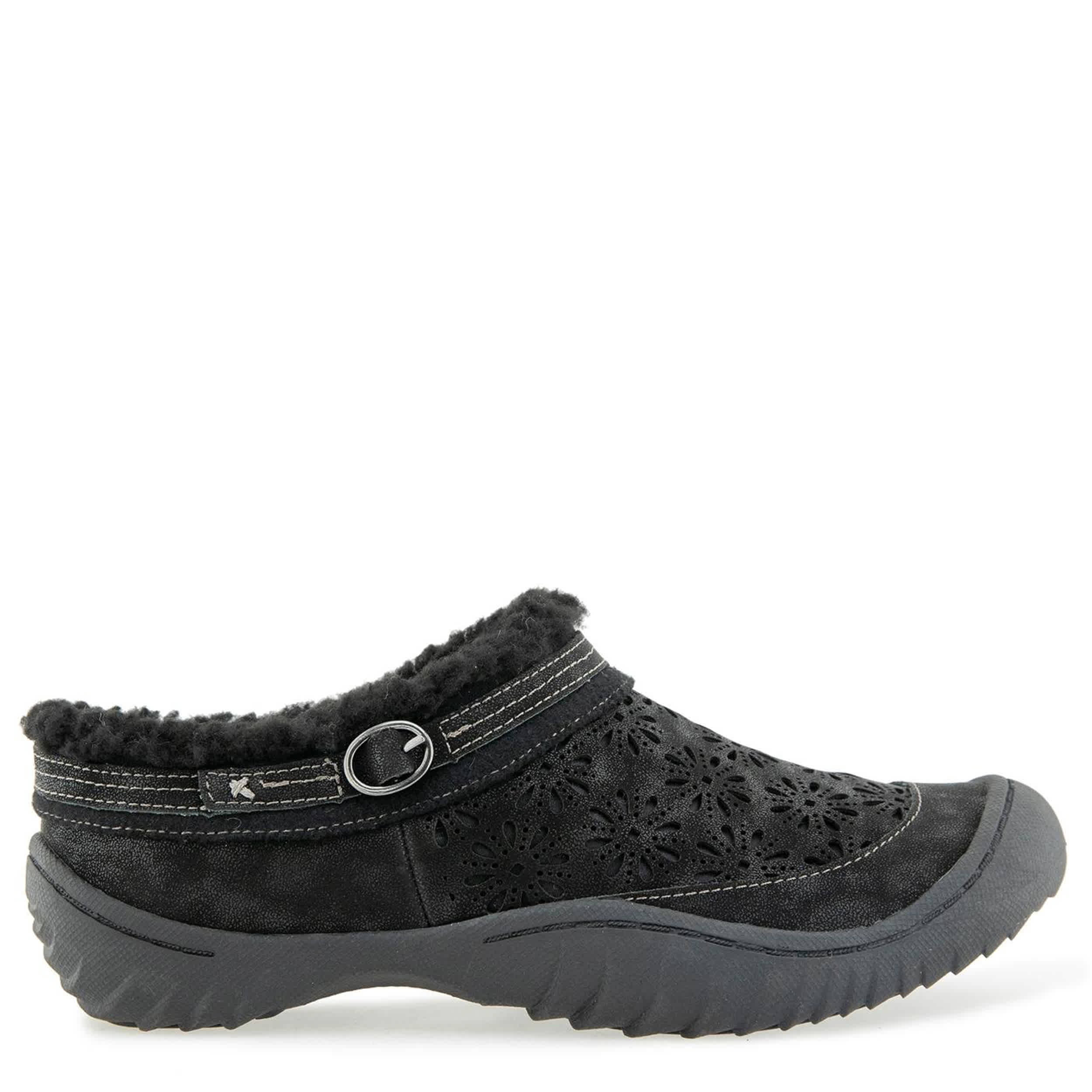 JBU-WOMENS GINGER ENCORE FAUX FUR CLOG-BLACK & BLACK