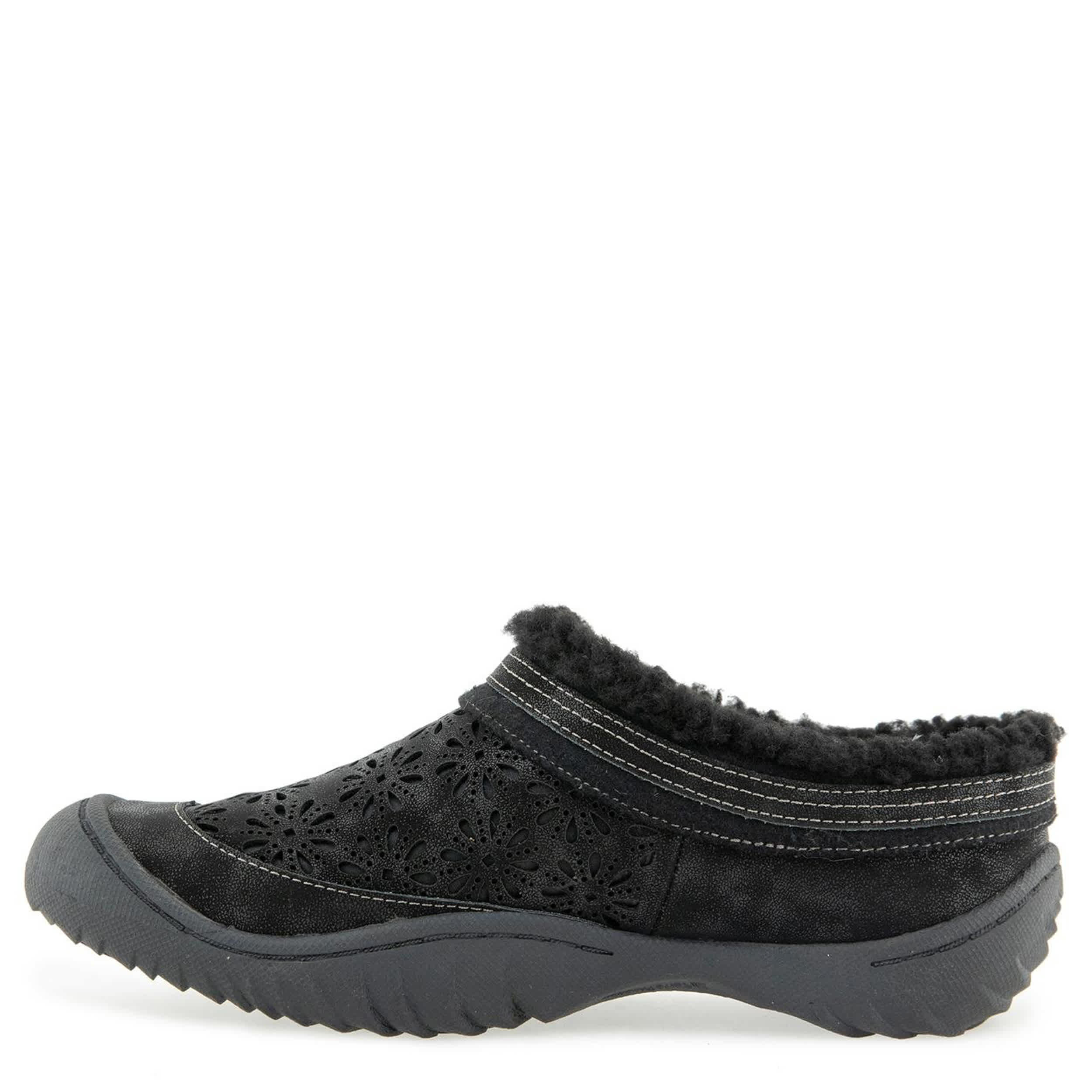 JBU-WOMENS GINGER ENCORE FAUX FUR CLOG-BLACK & BLACK
