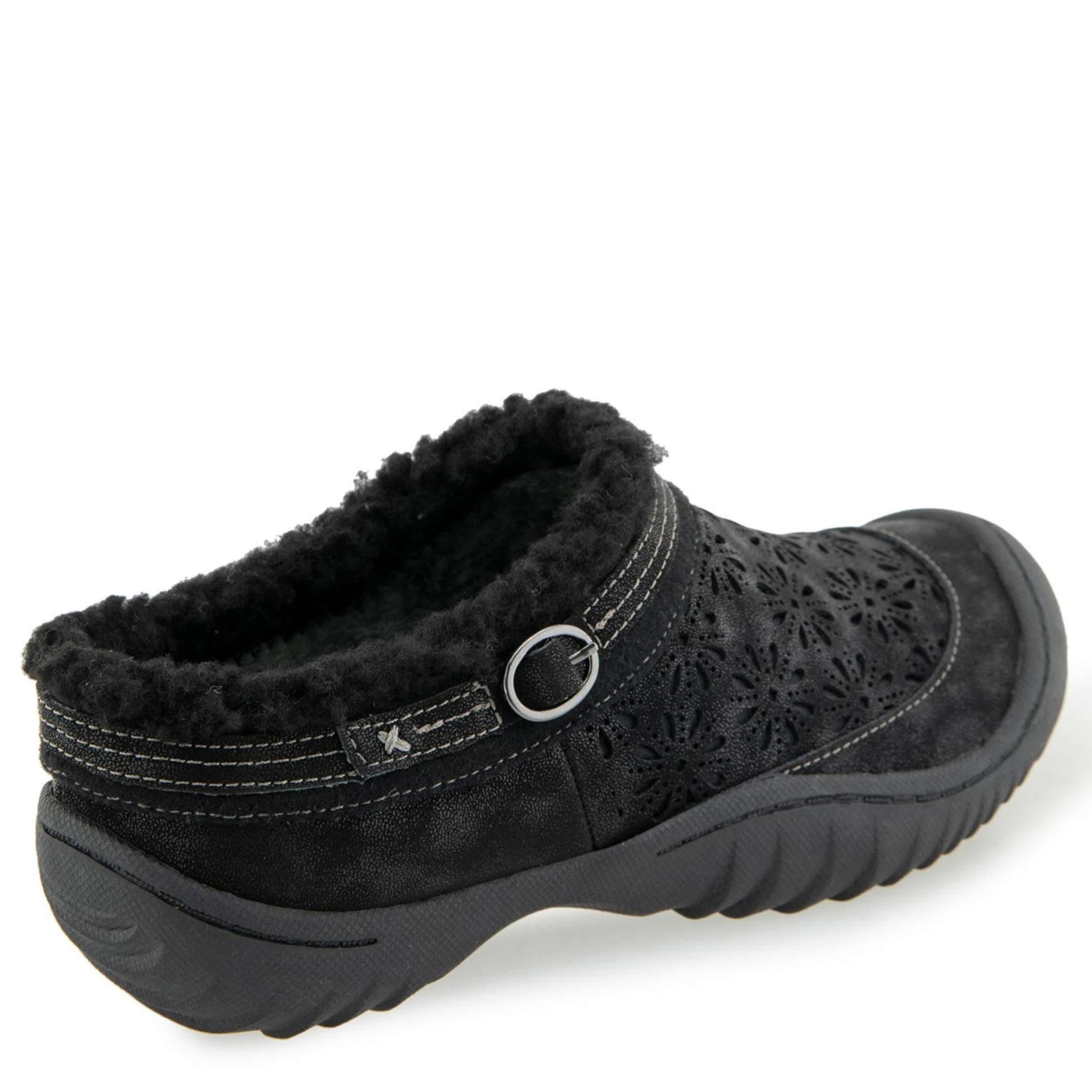 JBU-WOMENS GINGER ENCORE FAUX FUR CLOG-BLACK & BLACK