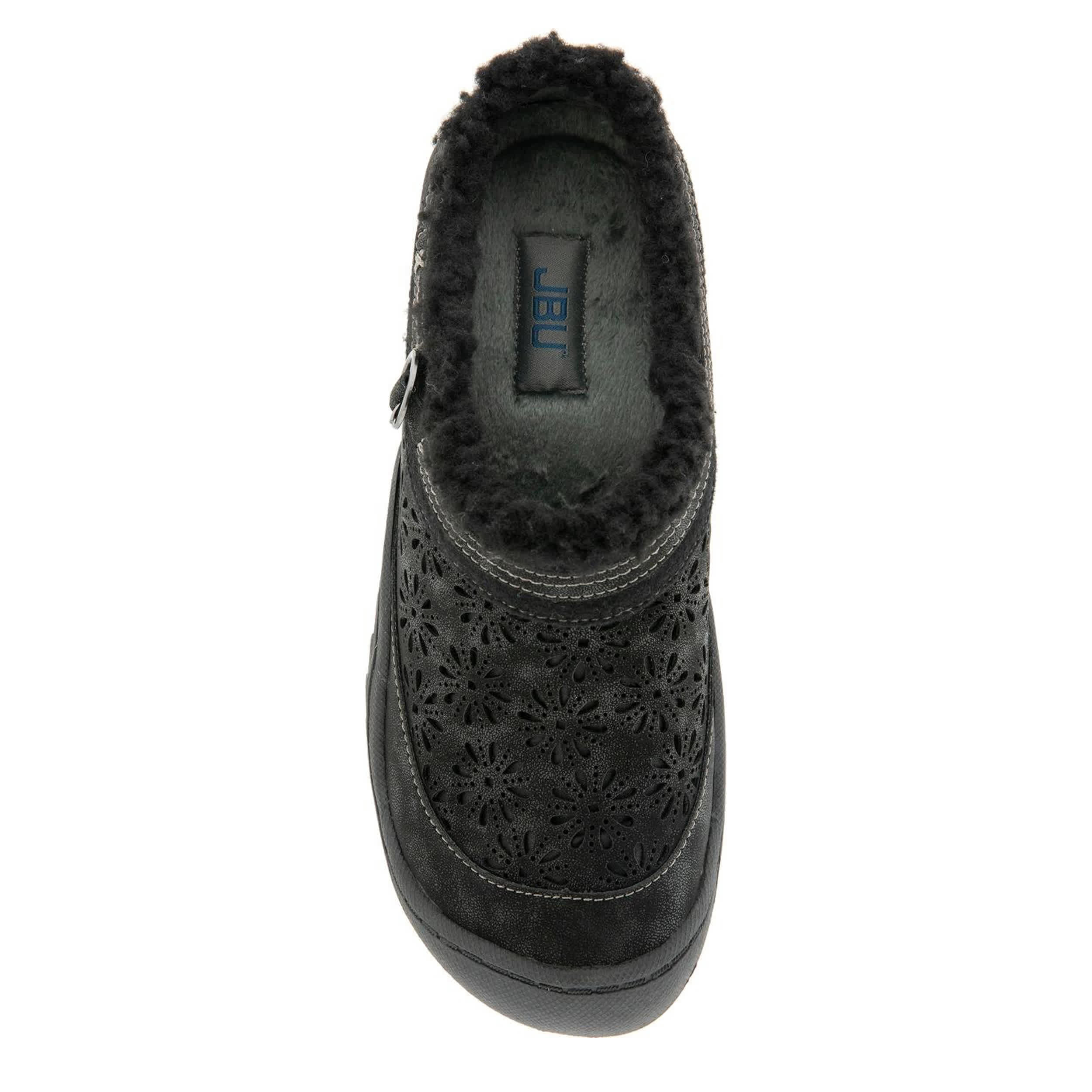JBU-WOMENS GINGER ENCORE FAUX FUR CLOG-BLACK & BLACK