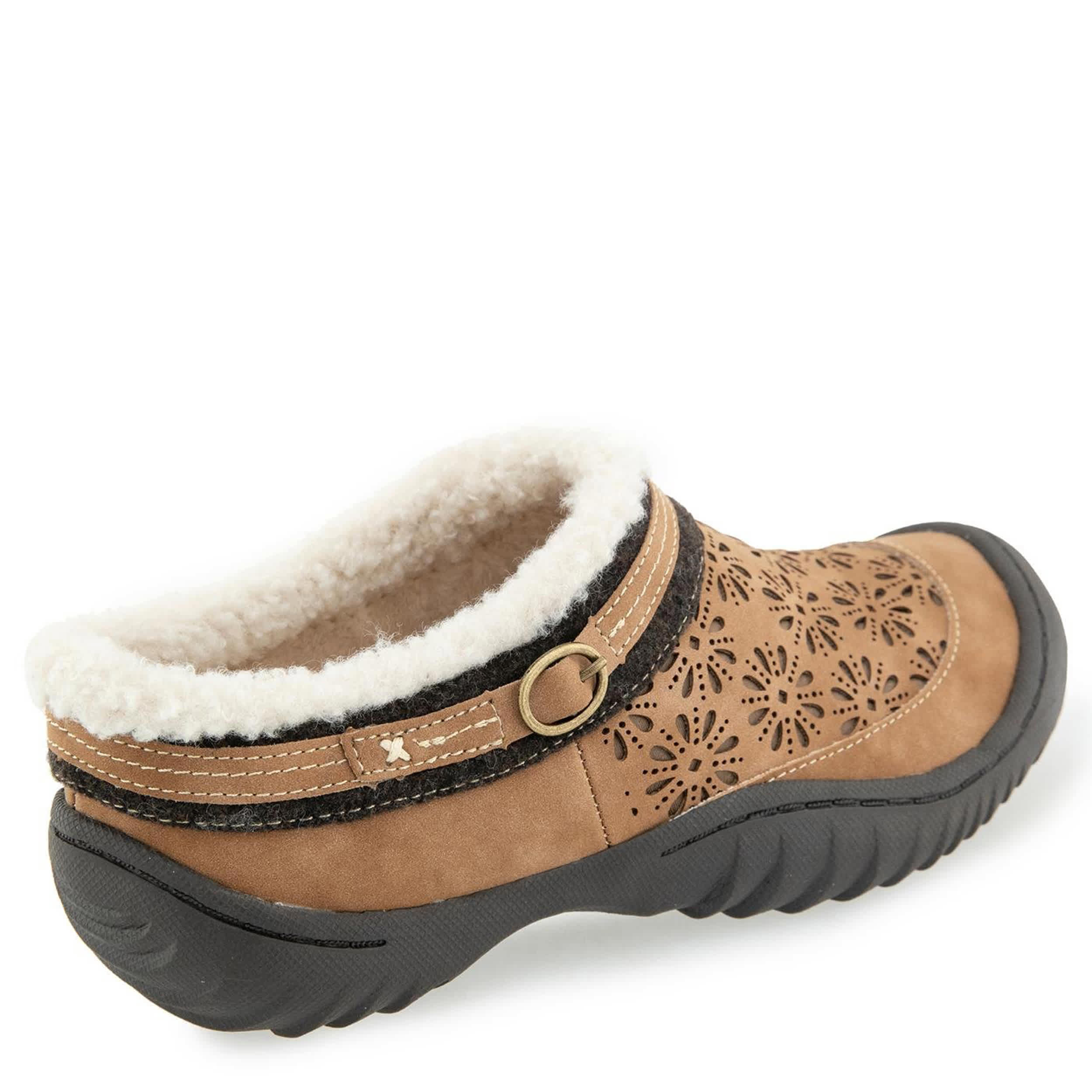 JBU-WOMENS GINGER ENCORE FAUX FUR CLOG-TAN & 